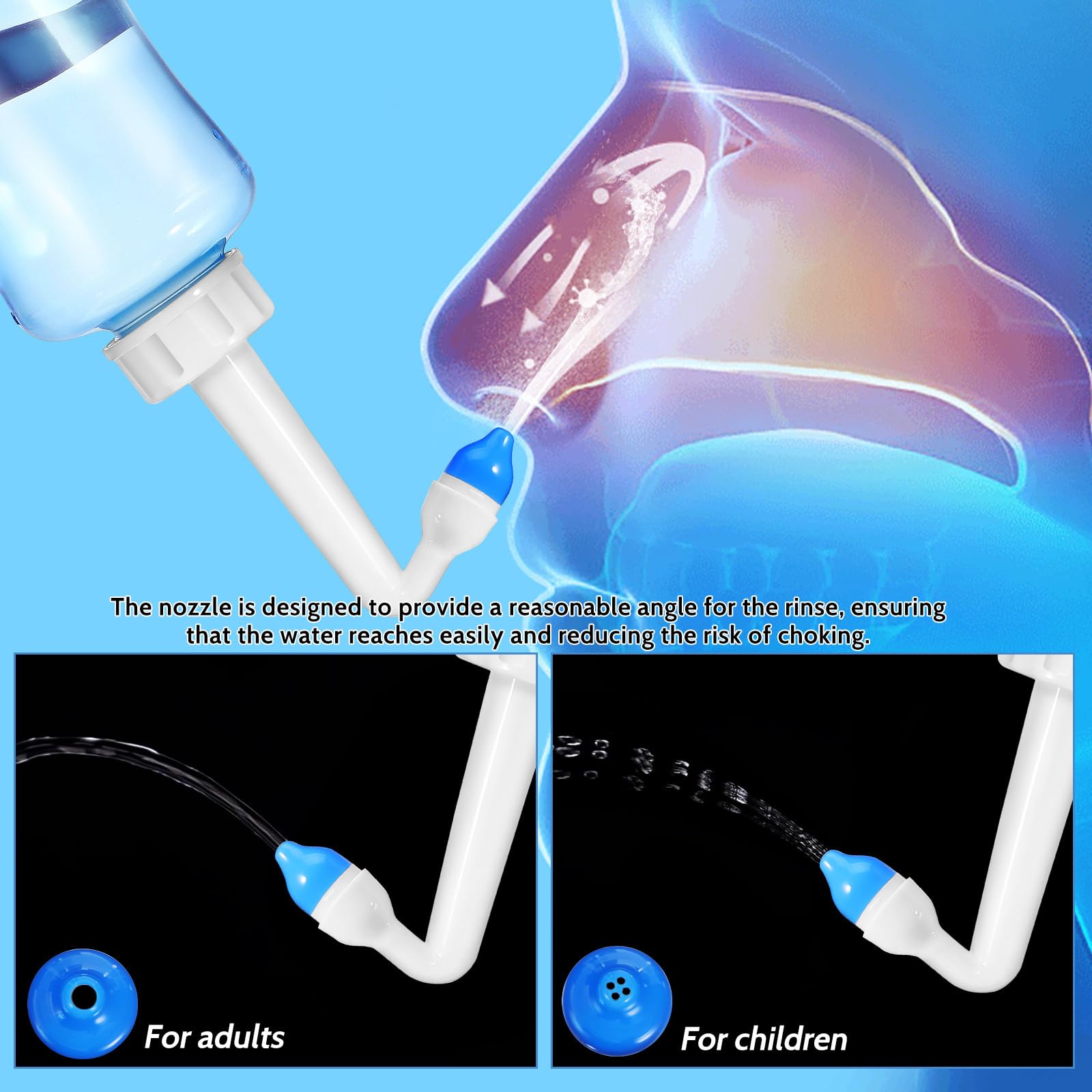 Botella de Riego Nasal de 500ml con Flujo Suave y Plástico Resistente, Dispositivo de Limpieza con Sal para Lavado Nasal Adulto y Cuidado Sinusal Eficaz