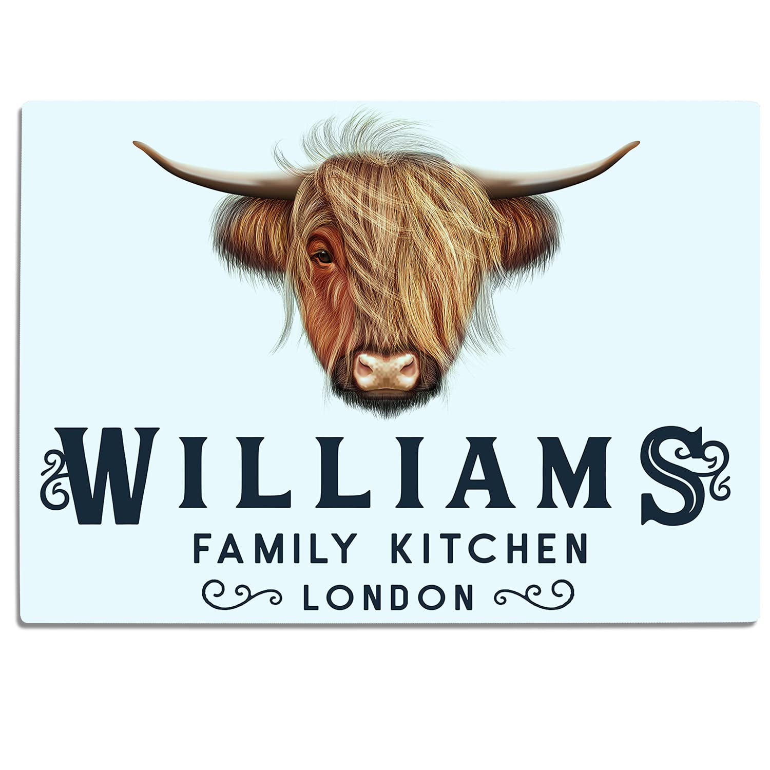 Personalised Highland Cow Chopping Board Custom Glass Worktop Saver Cutting Kitchen Surface Protector - 30 x 40cm Farm Birthday Gift KCH22