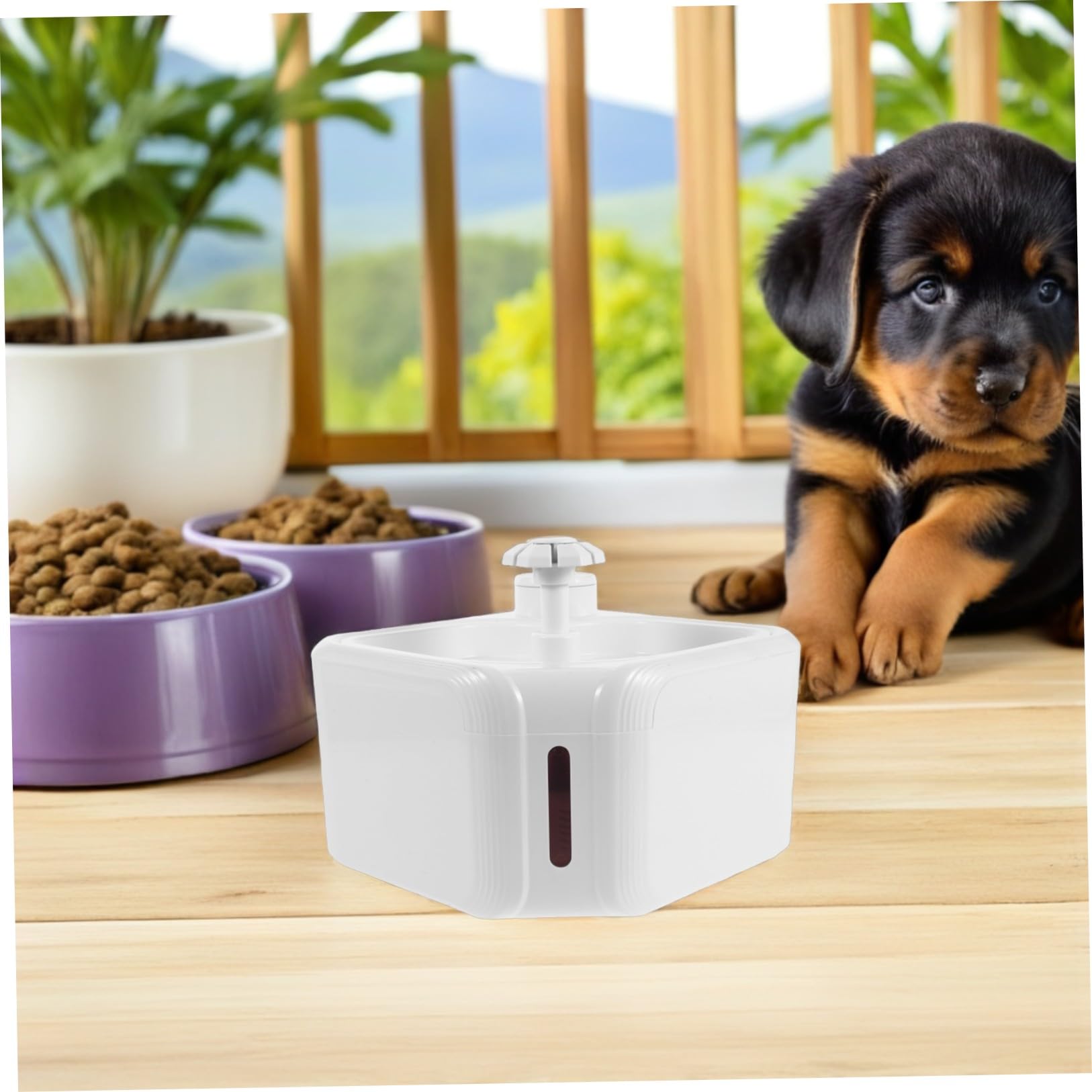 SHINEOFI Fuente de Agua para Gatos y Perros, Bebedero Automático para Mascotas, Abs, Blanco, Gran Capacidad, con Detección de Movimiento, Agua Corriente Limpia, para Uso Interior en Casa