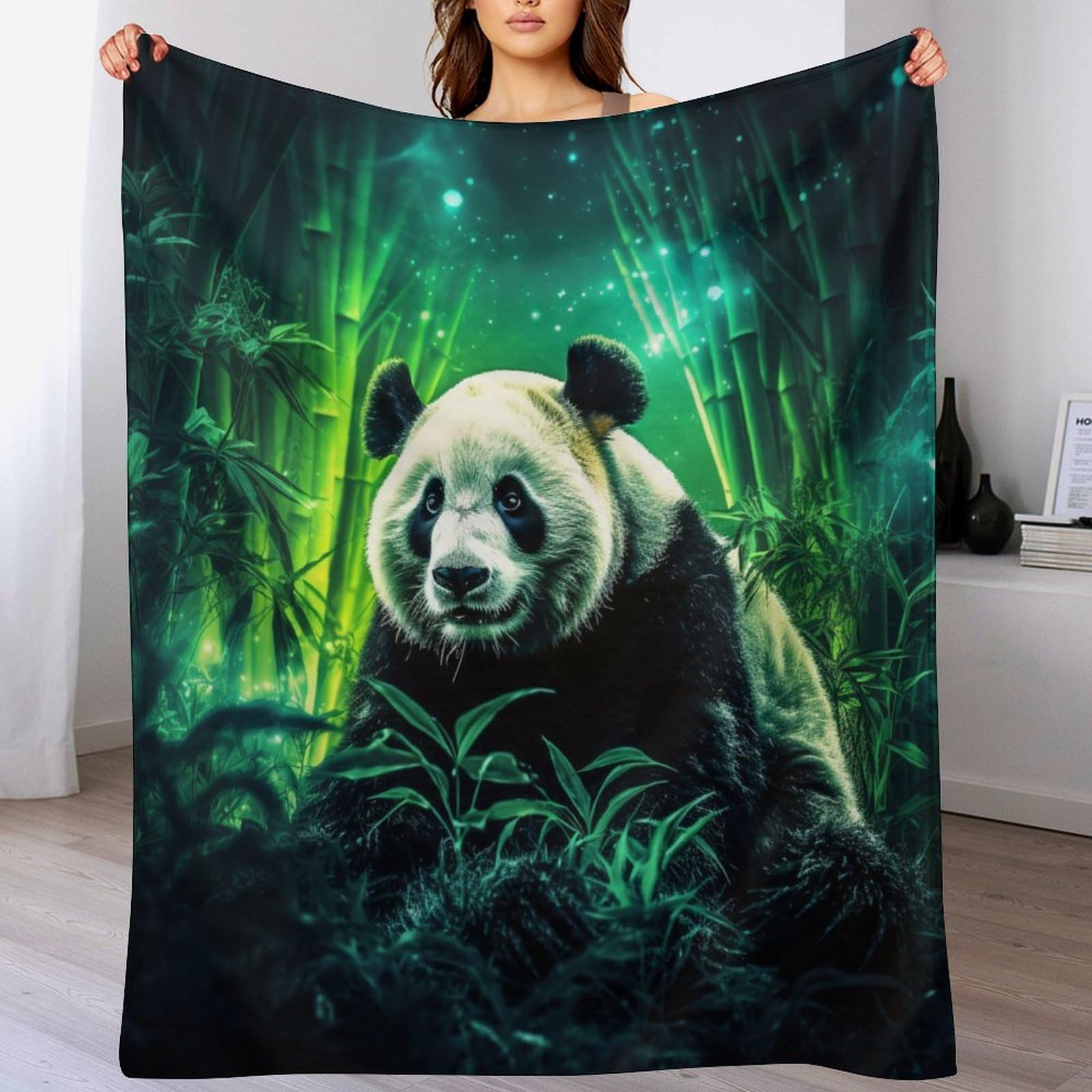 Couvertures en peluche souple panda 150x200cm pour lit et canapé-lit douillet