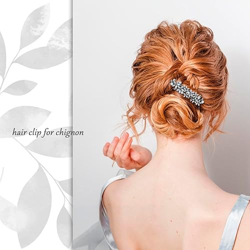 Miniatura 3 de Pasadores para mujer, con apariencia de floración, diamantes de imitación incrustados y perlas de imitación como decoración, pinza de pelo elegante