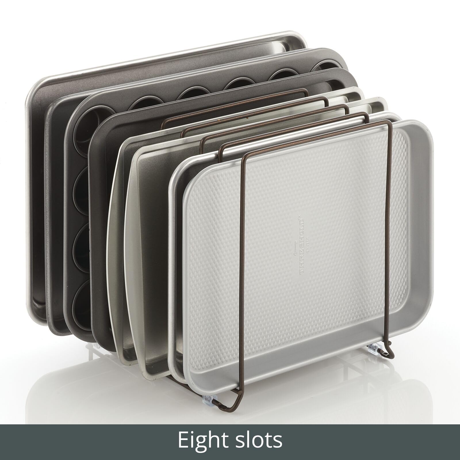 mDesign Pratico scolapiatti Cucina – Gocciolatoio Piatti con 8 Scomparti in Metallo – Organizer Cucina Ideale per l'asciugatura di Piatti e pentole – Bronzo