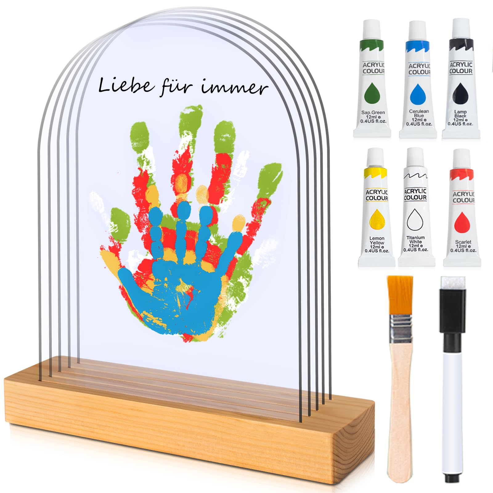 TOGOU2S Handabdruck Set Familie mit Platz für 5, Baby Handabdruck und Fußabdruck set, Fingerfarben Kinder Ungiftig, Muttertagsgeschenk Vatertagsgeschenk, Dekoration für Baby & Kleinkinderzimmer