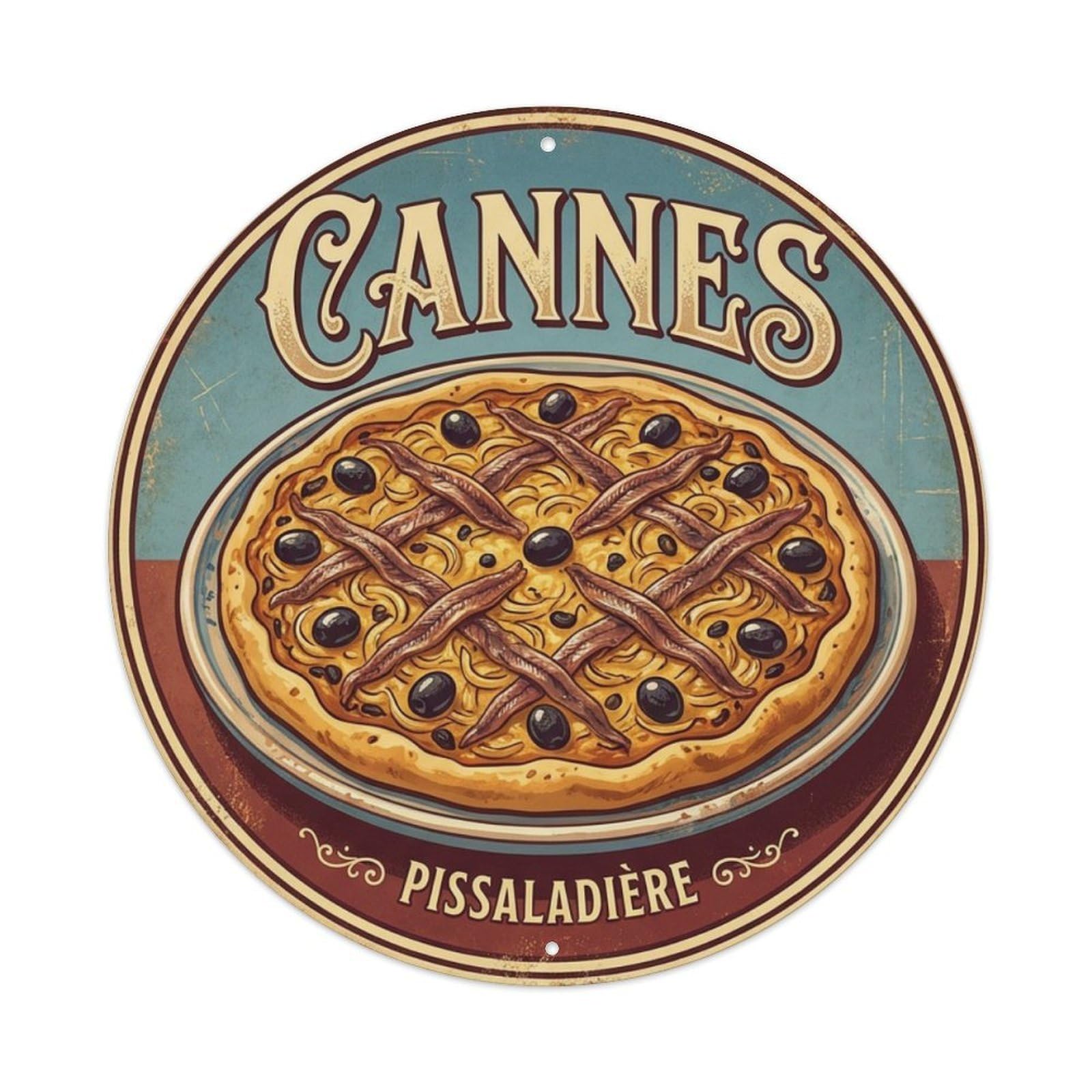 Pissaladiere of Cannes Cuisine Travel Vintage Metal Tin Sign