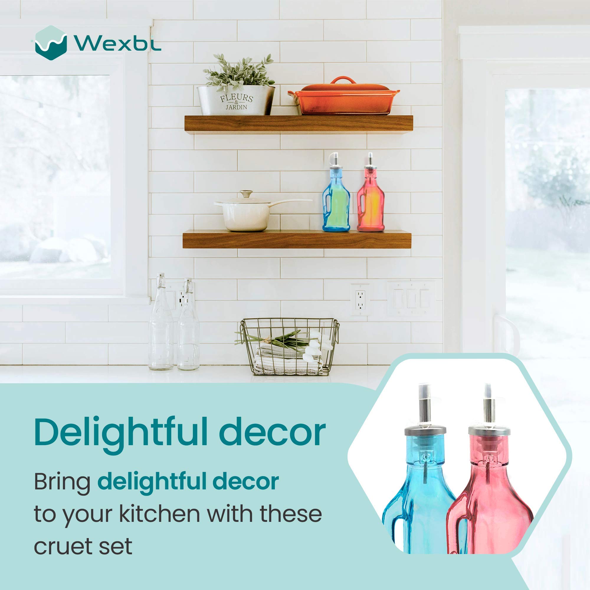 Realand Sojasaucen Spender Set 2-teilig - Tropffreie Glasflaschen Mit Edelstahlauslauf 150ml