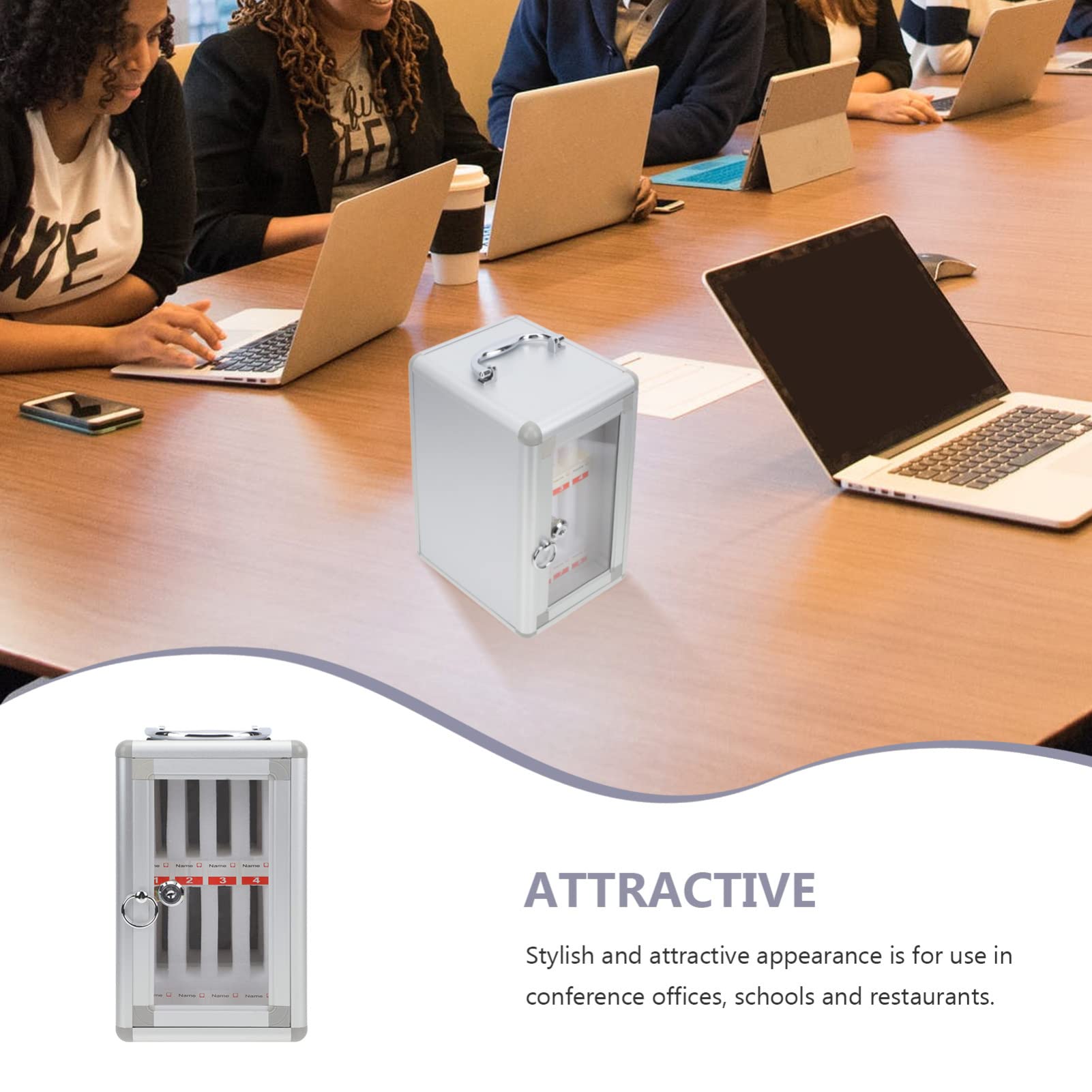 TEHAUX Scatola di Immagazzinaggio per Telefonini Serratura di Sicurezza e Materiale in Lega di Alluminio, Organizer Elegante per Accessori Scuola Back To School Party