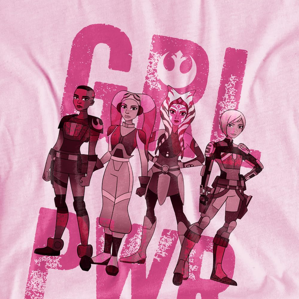 Star Wars Ahsoka Girl Power Ketsu Sabine Hera, dziewczęca koszulka, różowa, 3-4 lata, różowy, 3-4 lat
