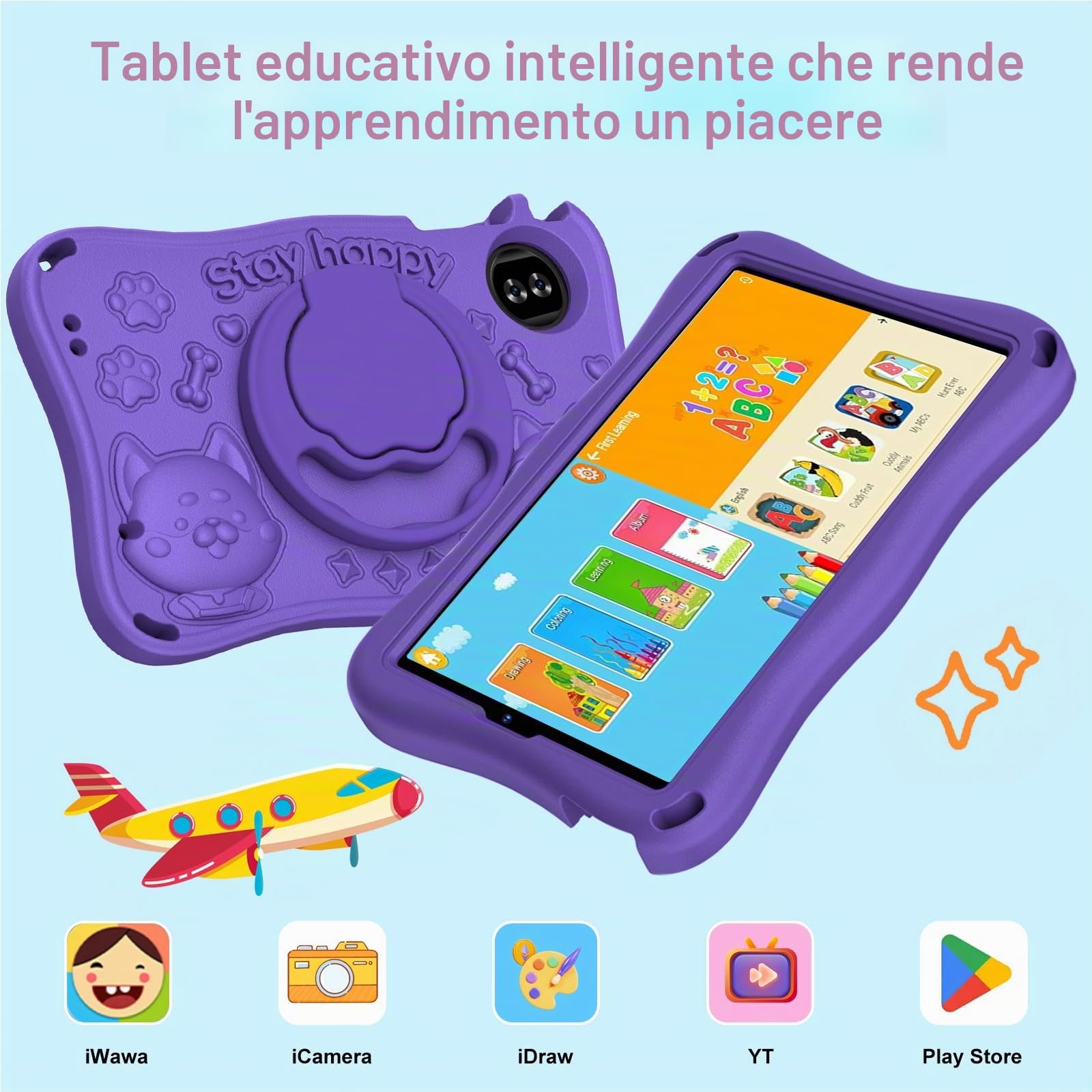 2026 Tablet per Bambini 9 Pollici Android 15 con 32GB ROM+TF 2TB, 5G WiFi, Gemini AI, Octa-Core, Widevine L1, GPS, Face ID, Protezione per Bambini, 1340 * 800, 5000mAh, BT 5.0, Tablet per