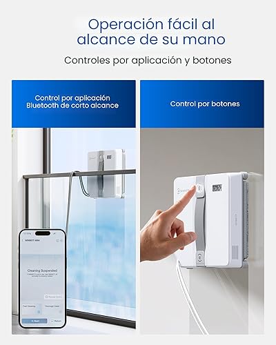 Miniatura 9 de ECOVACS WINBOT Mini robot de limpieza de ventanas, diseño compacto, boquillas dobles con rociador ultrasónico, sistema de protección de 9 etapas,