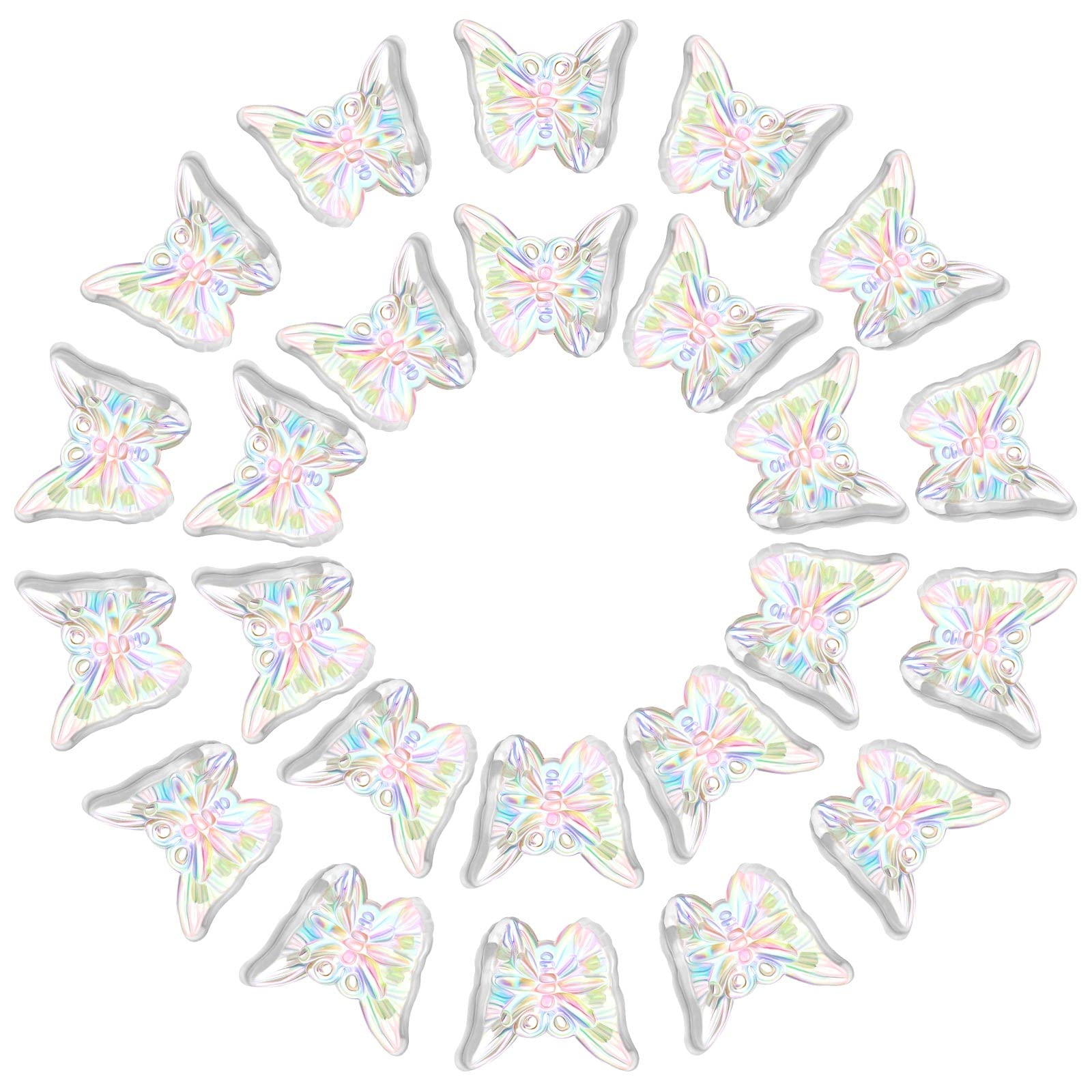 Chuangdi24 Pieces Mini Hair Claw Small Butterfly Hair Claw Mini Hair Claw Clip Mini Cute Butterfly Hair Clip for Girls, 0.79 x 0.59 Inches (Transparent White)