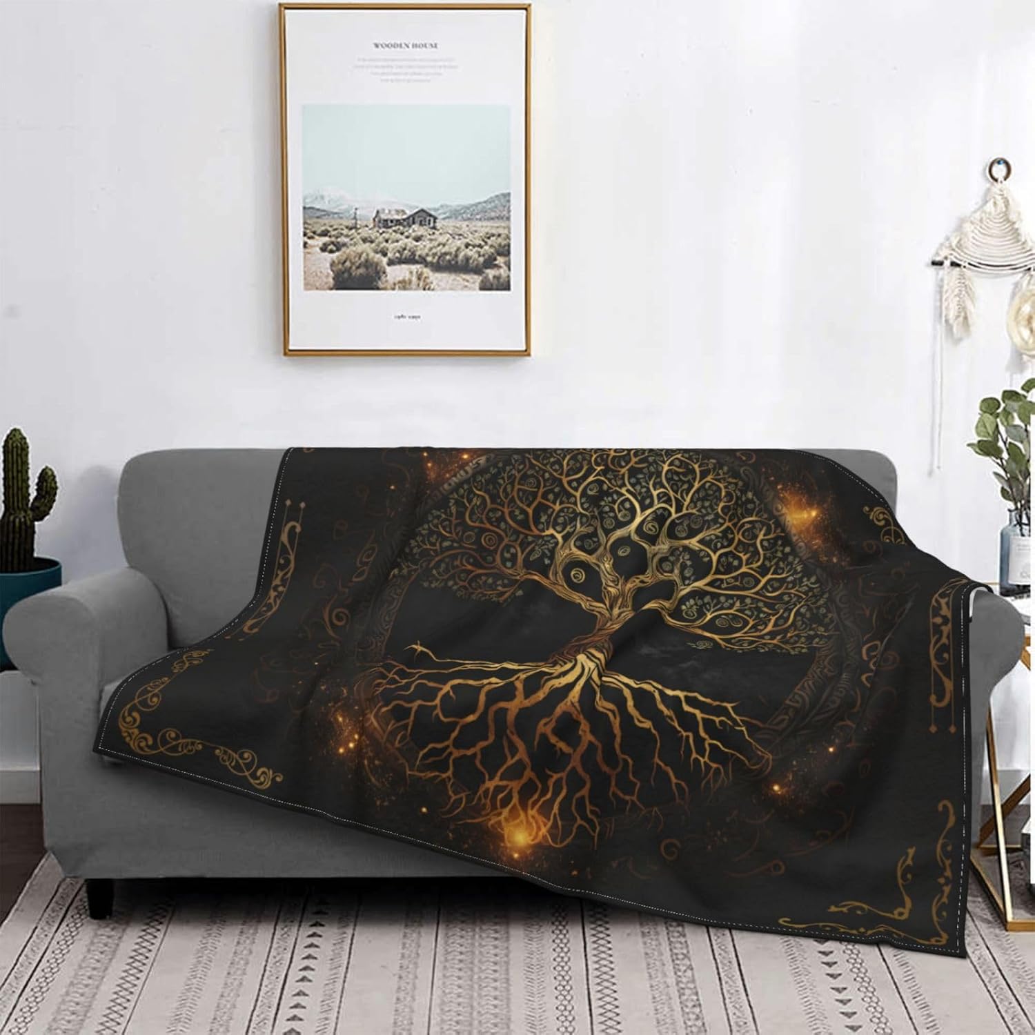 Tree Celtic Soft Blanket All Season Fuzzy Throw Warm Lightweight Blanket Fleece Throws Flannel Blankets for Bed Sofa Couch Travel Home Living Room Decor 50"X60" - Image 4