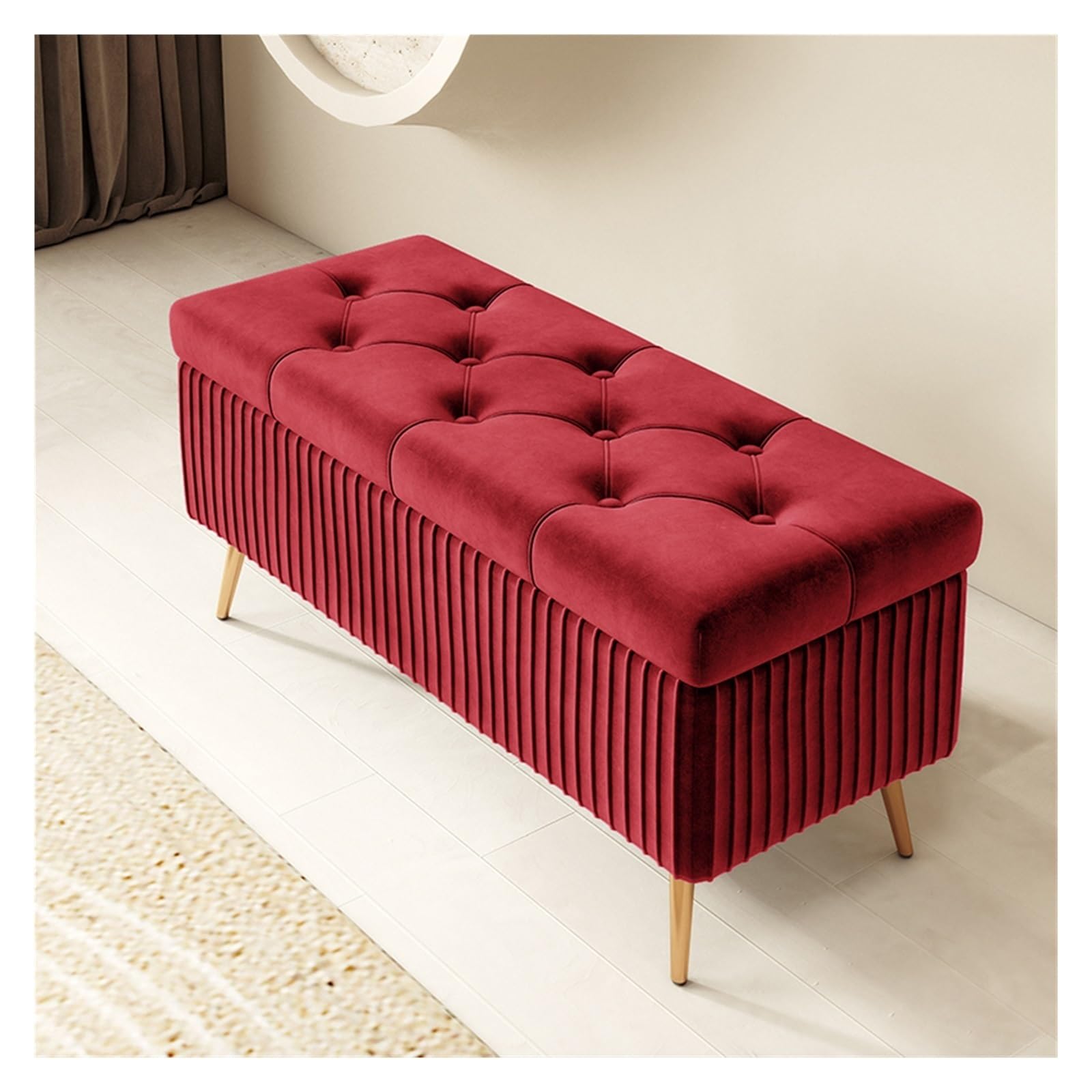 Tabouret de rangement ottoman élégant pour bout de lit et coiffeuse
