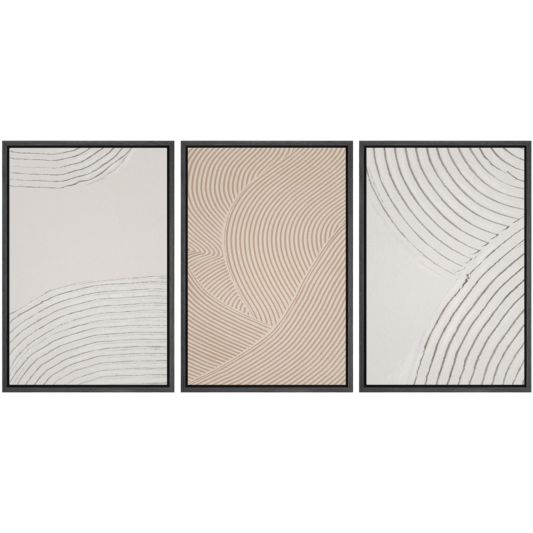 SIGNWIN Framed Canvas Print Wall Art Set Coastal Serenity Abstract Seaside Illustrations Modern Art Decorative Rustic Calm/Zen for Living Room, Bedroom, Office - 24"x36"x3 Natural — view 14