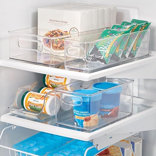 Miniatura 8 de mDesign Organizador de cocina de plástico, contenedor de almacenamiento con asas para despensa, armario, armario, neveracongelador, estantes,