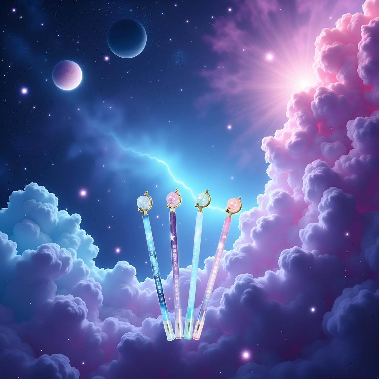 1PC RandomColor Starry Sky Planet Gel Pen,Ball Pen Starry Sky Planet Ball Rotate Gel Pen 0.5mm Black Signature Pen Student Study Stationery School Office Supplies,Writing and Correction Supplies image 5 of 7 B0DS9BN1NX