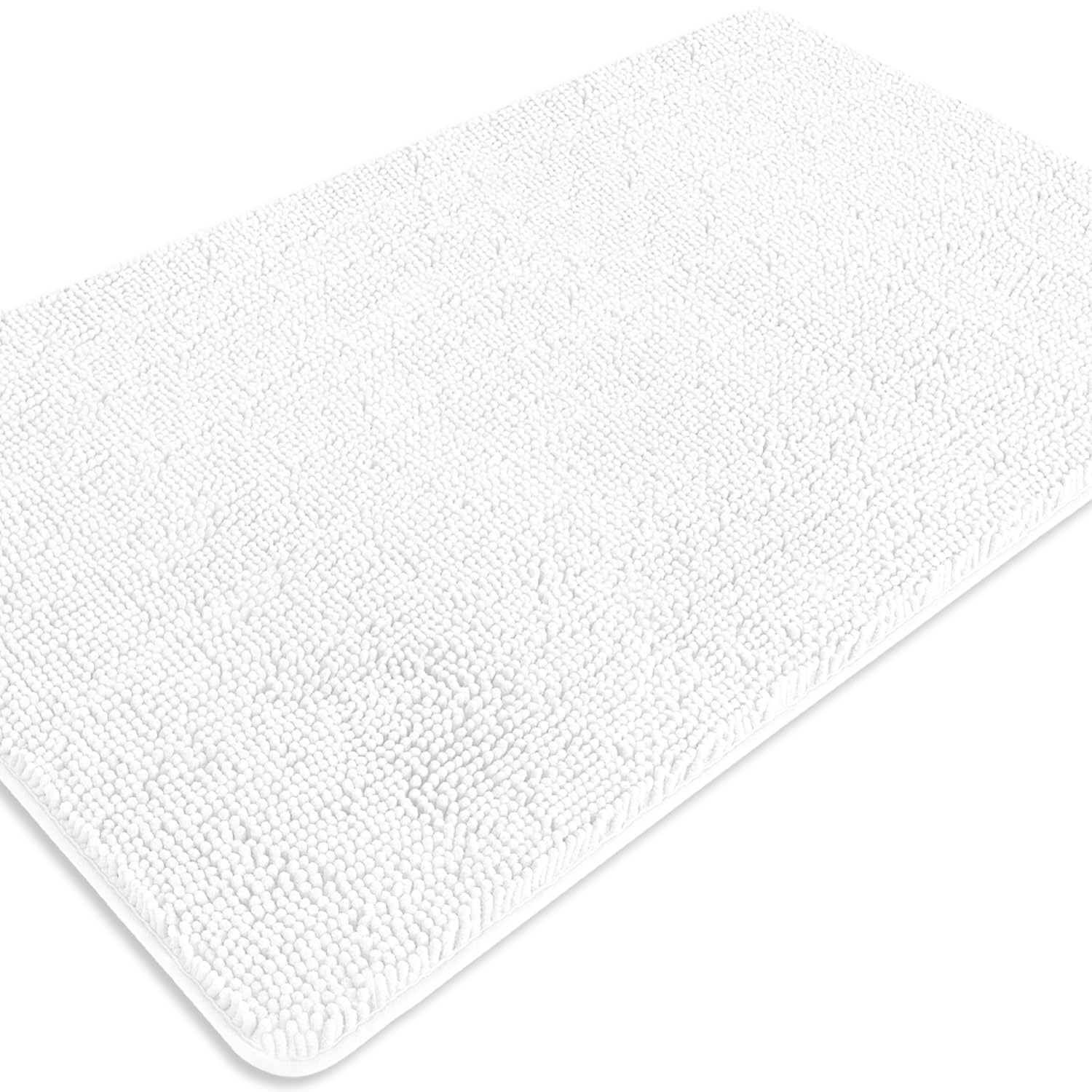PureSwan Bathroom Rugs 30 x 50 Inch – Extra Large Bath Mat | Absorbent and Washable Thick Chenille Bath Rugs Non-Slip Runner Rug for Bathroom, Shower, Tub(White)