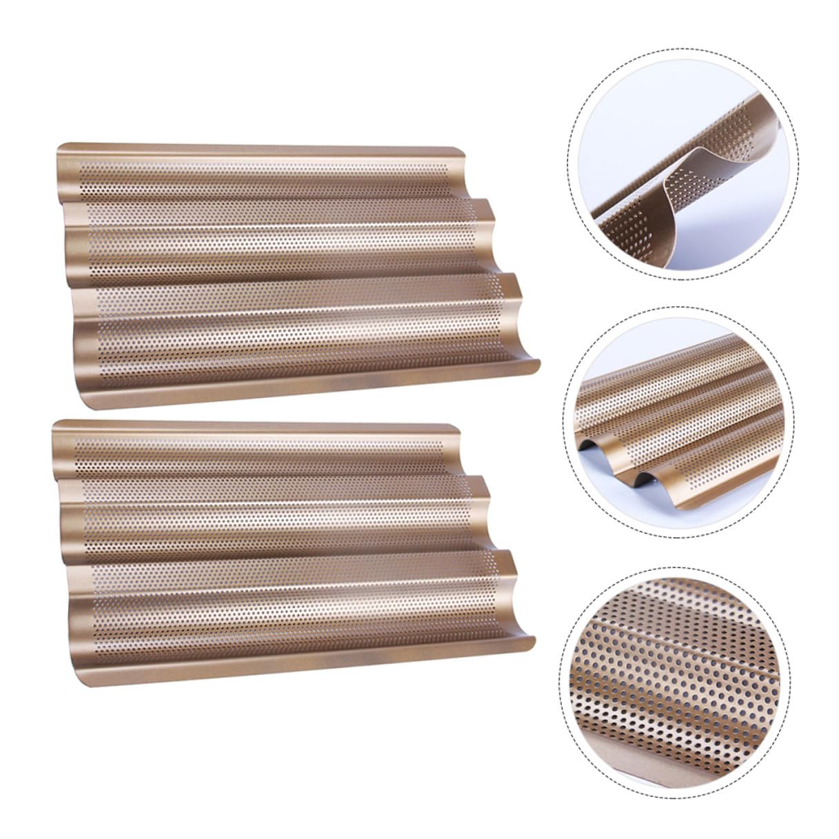 BESPORTBLE 2 pièces Moule à Français Vagues Acier Doré Outil de Pâtisserie Antiadhésif Réutilisable pour Cuisson Maison et Professionnelle