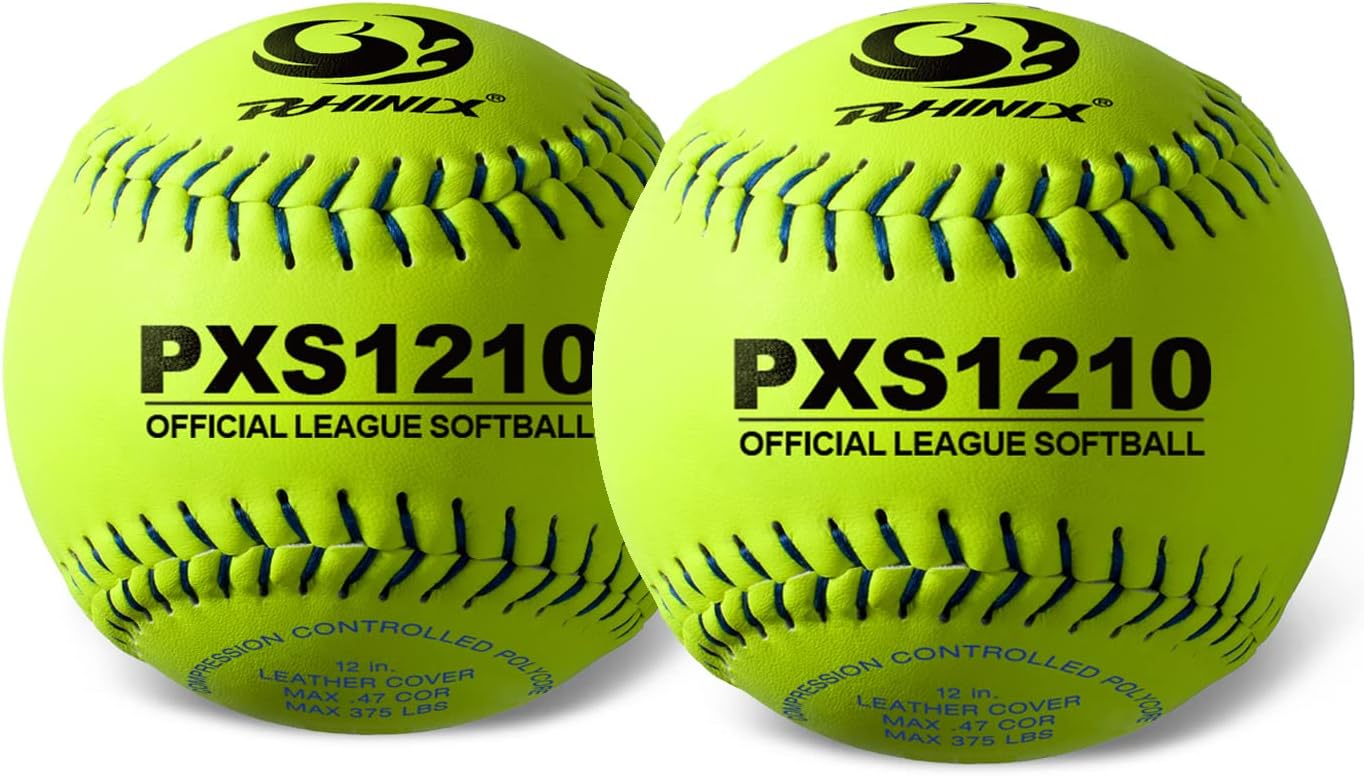 PHINIX Split Leather Fast-Pitch Softball Official Size and Weight Professional Quality 11" & 12" Options (COR .47 / Comp.375)