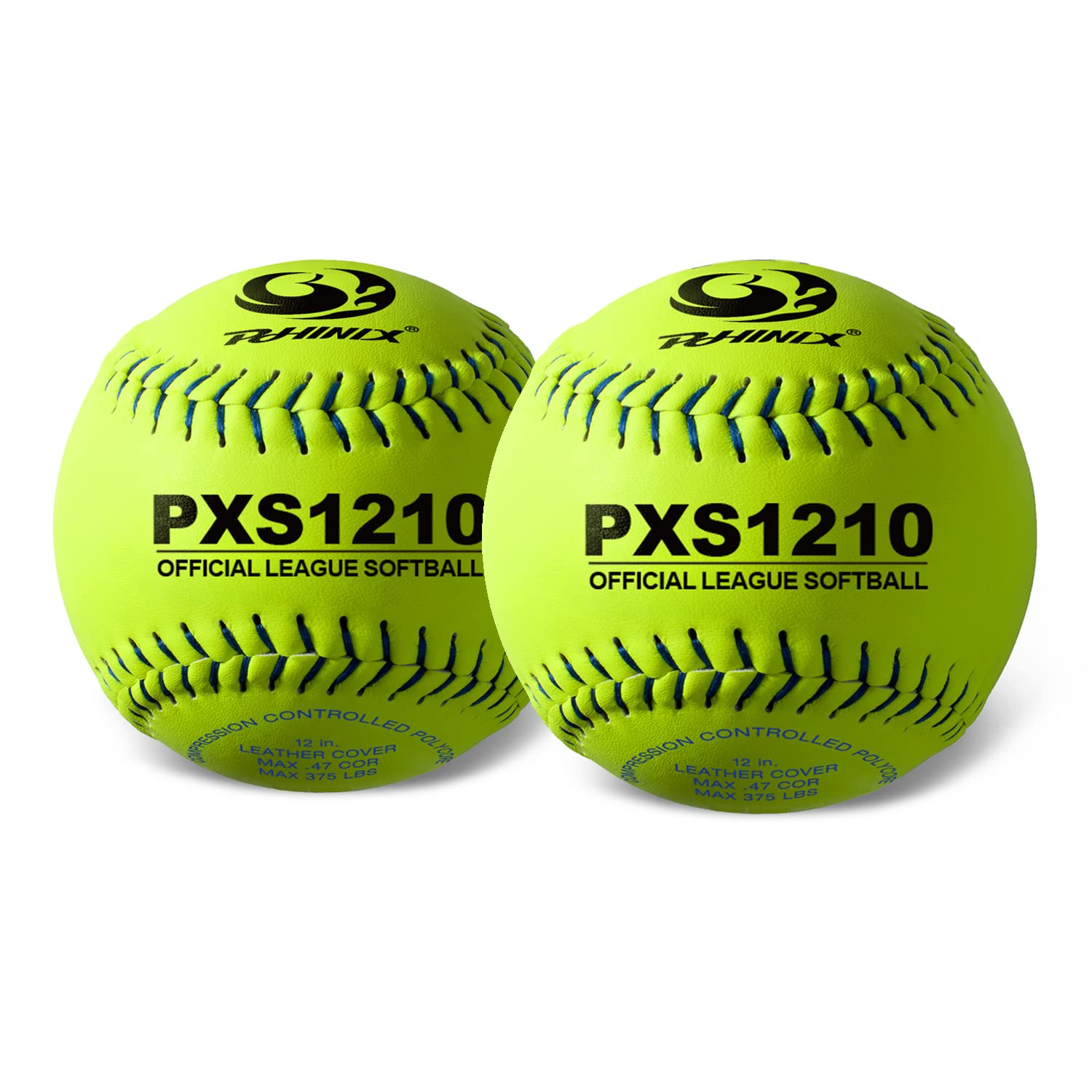 PHINIX Split Leather Fast-Pitch Softball Official Size and Weight Professional Quality 11" & 12" Options (COR .47 / Comp.375)
