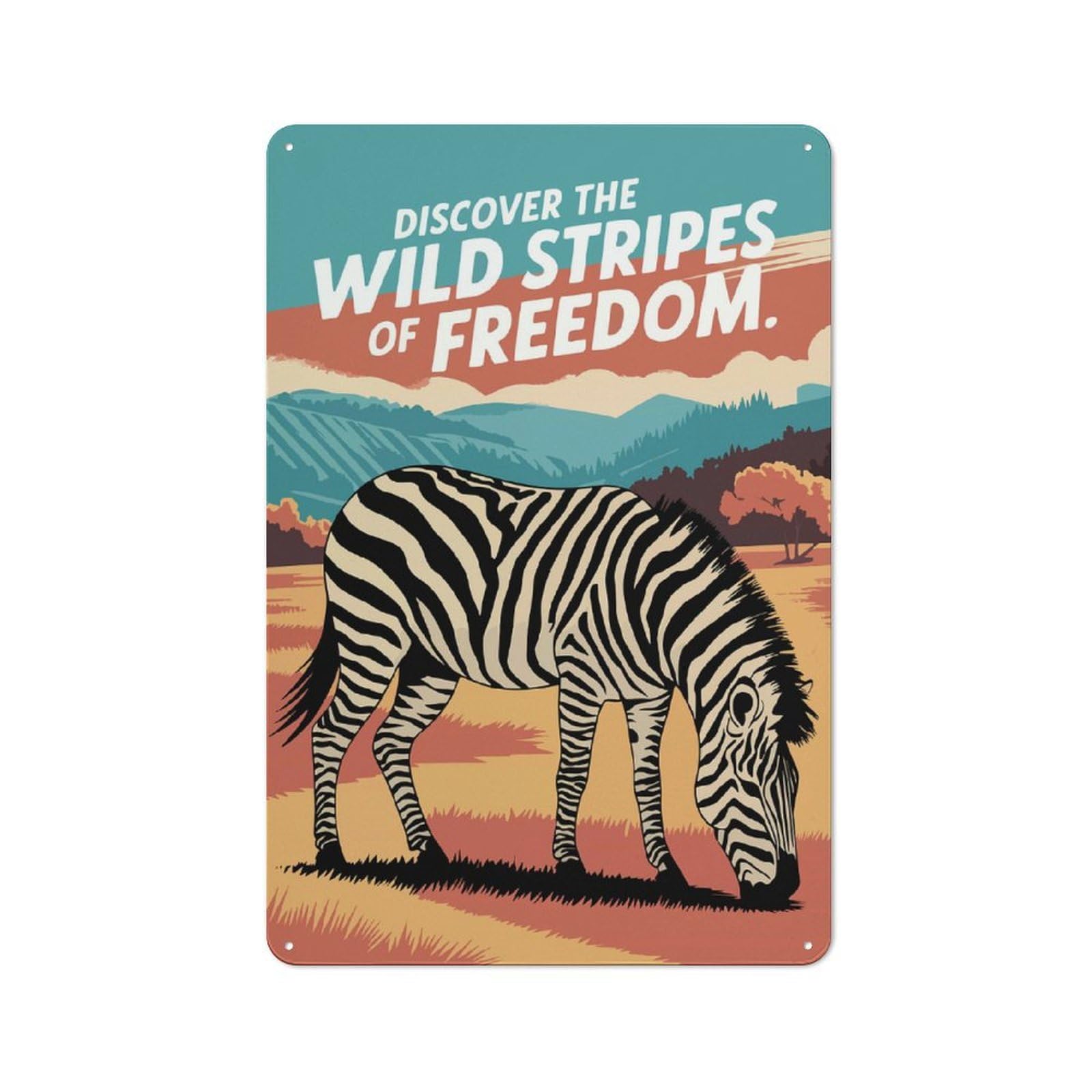 Junmoney Zebra Wild Stripes Of Freedom Vintage Vintage Metal Sign 30X20cm Featuring Room Wall Plaque For Flat, Dorm Room, Lounge Or Cafe