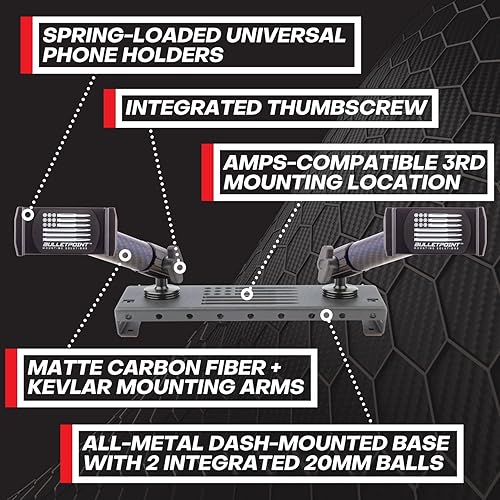Miniatura 3 de Bulletpoint Soporte de metal para tablero con 2 soportes para teléfono, compatible con Ford F-150 Truck (2009-2014), doble bolas de 0.78 pulgadas,
