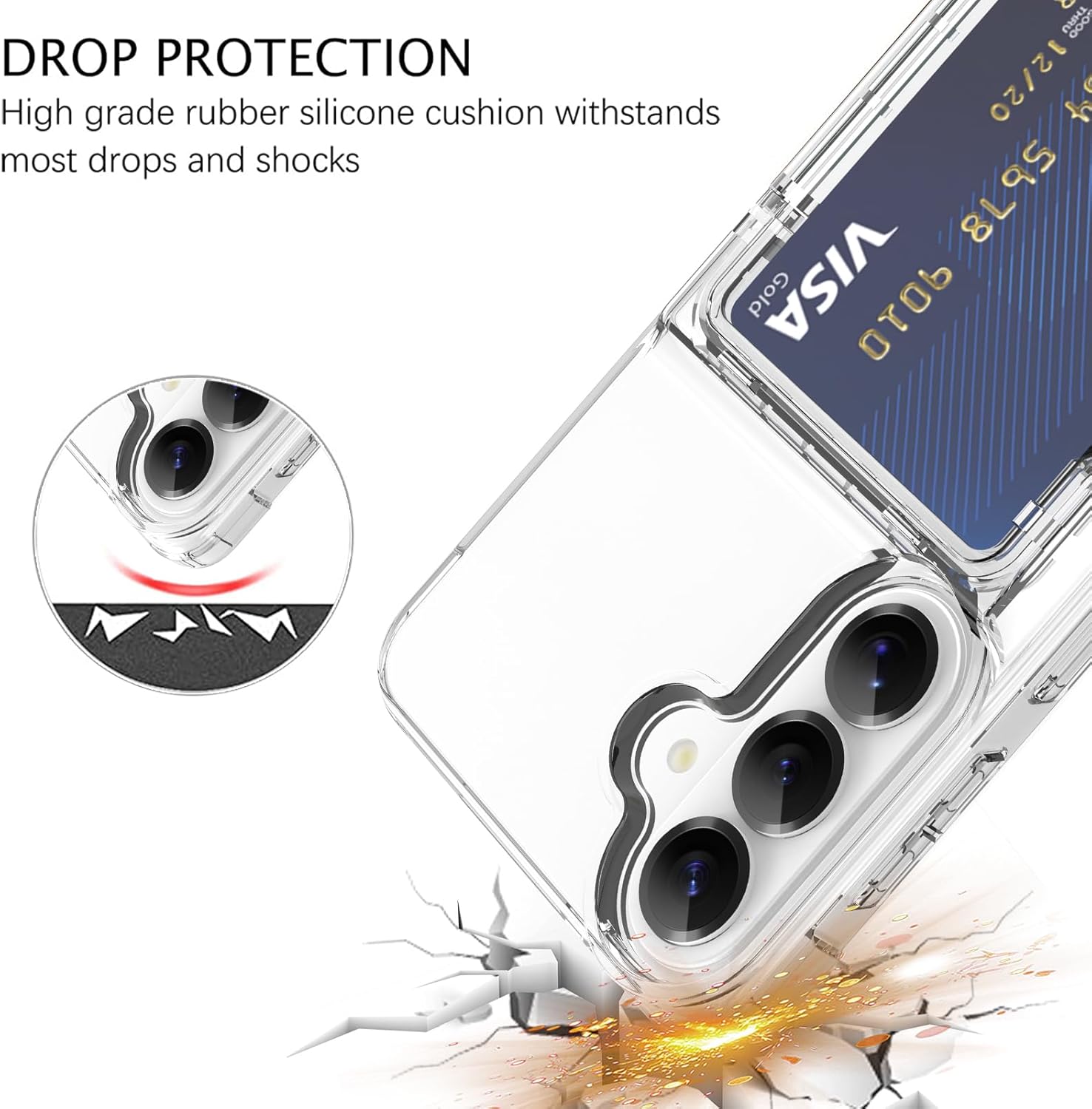 Wallet Case for Samsung Galaxy S26 6.3 Inch with 3 Credit Card Holder Slot Shockproof Hybrid Heavy Duty Protection Clear Phone Cover Compatible with Galaxy S26 (Clear)