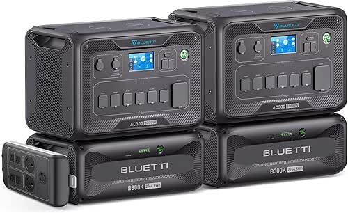 BLUETTI Solar Generator 2 AC300 & 2 B300K Expansion Batteries,