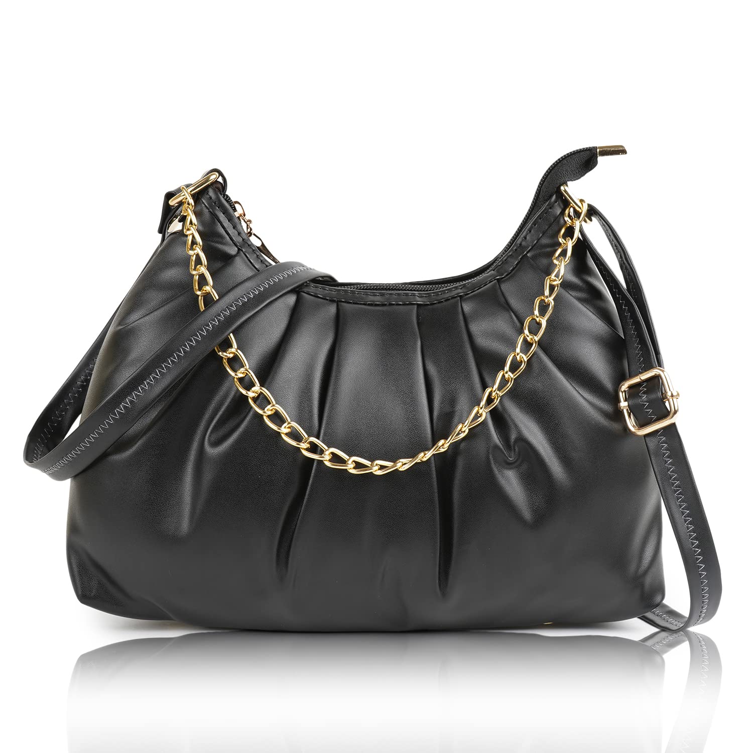 Dixon PU Synthetic Leather Classic Chain Handle Strap Shoulder Crossbody Hobo Stylish Slingbag For Women Black (B09RN4XN3G) Amazon Price History, Amazon Price Tracker