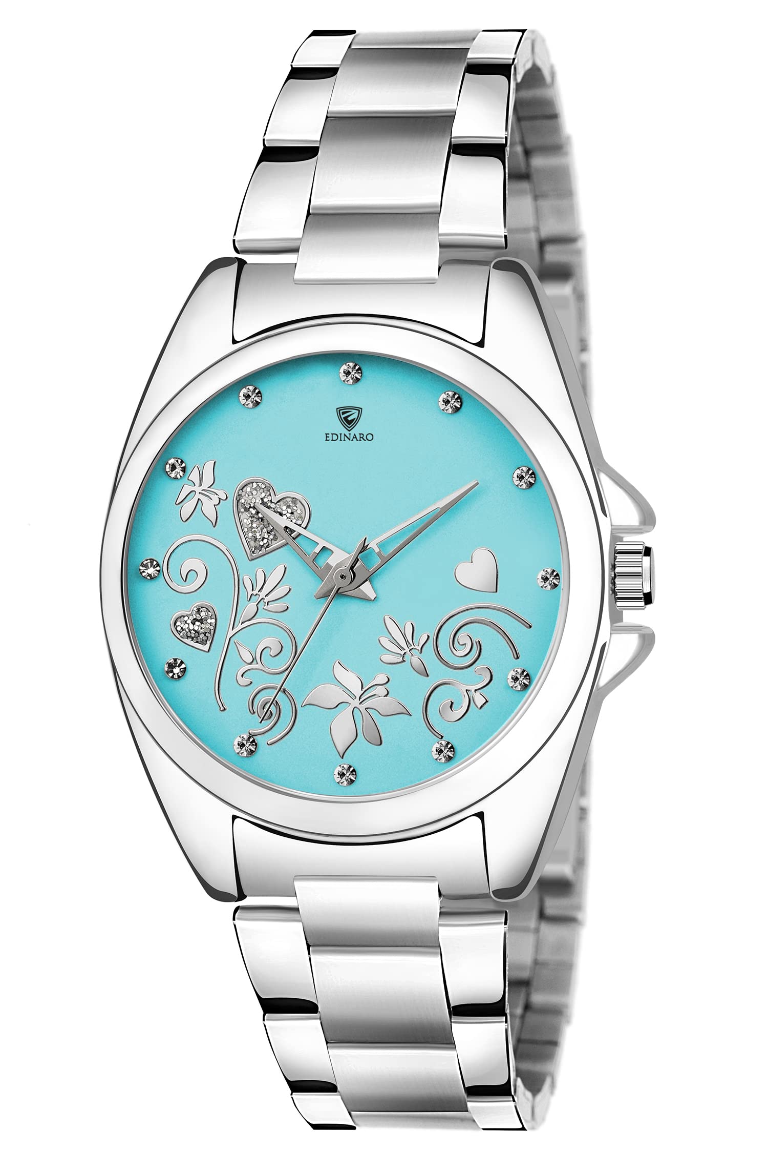 Edinaro Elegant Analogue Round Studded Dial with Stainless Steel Bracelet Strap Girls & Womens Wrist Watch (B09WJ3CJ7Q) Amazon Price History, Amazon Price Tracker