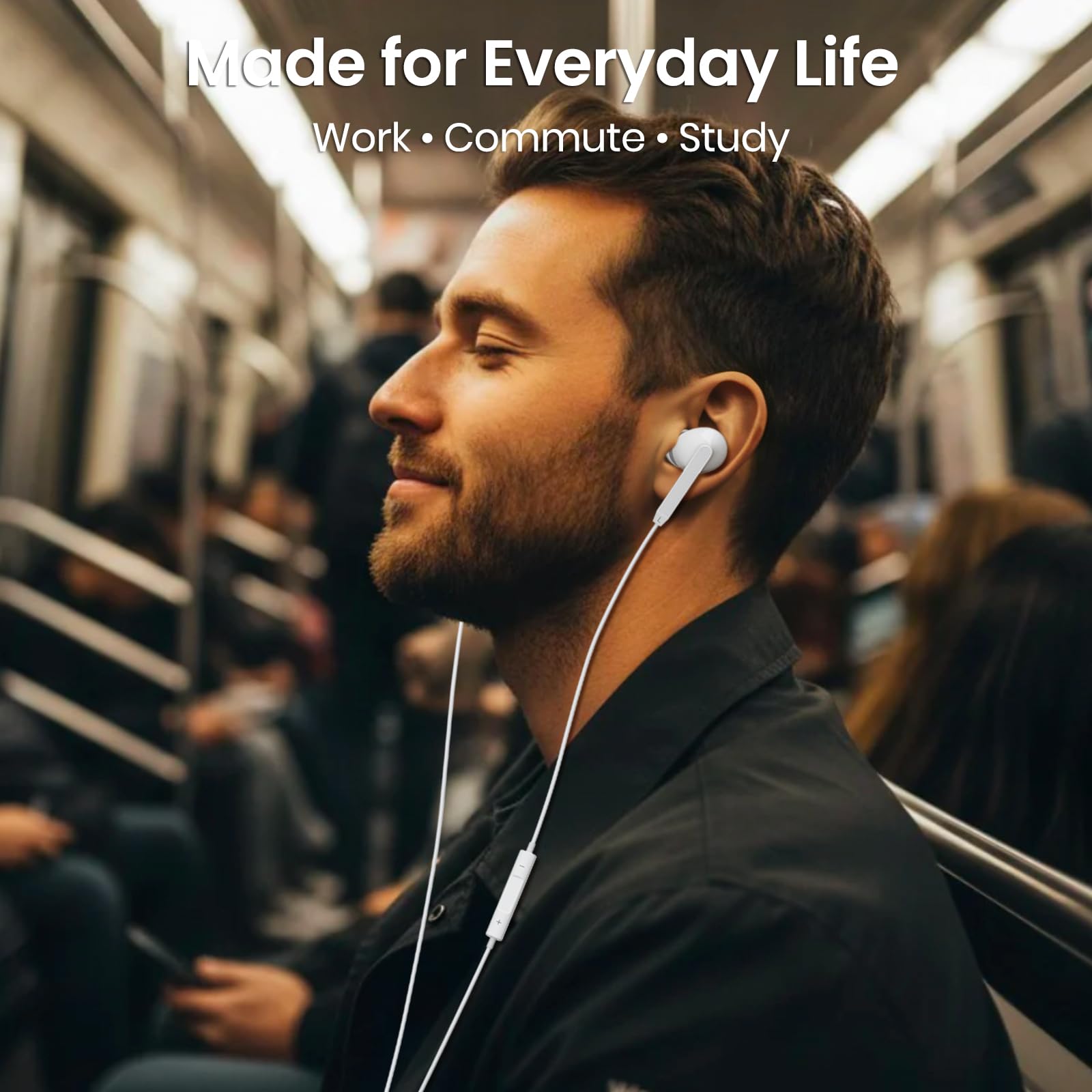 Auricolari con cavo USB C, cuffie USB C cablate con microfono per iPhone 17/16/15 Pro Max Plus, auricolari in-ear di tipo C, stereo HiFi, nessuna latenza, comodi per l'uso quotidiano, per Android