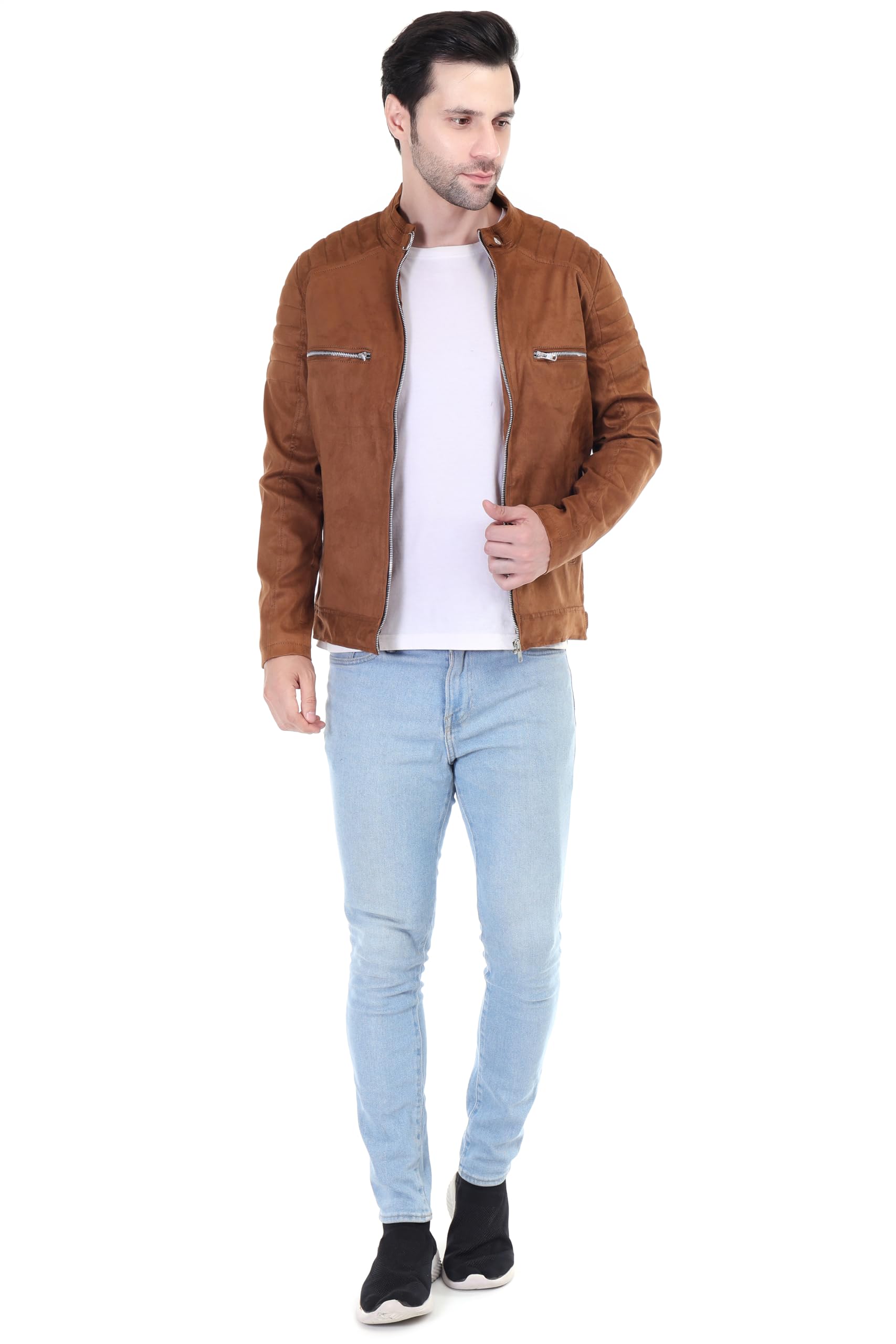 del jonnes Men's Suede Faux Leather Jacket-picture-21