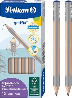 Pelikan griffix ergonomische Dreikant-Bleistifte aus Holz, Minen-Stärke HB, 12 Stück