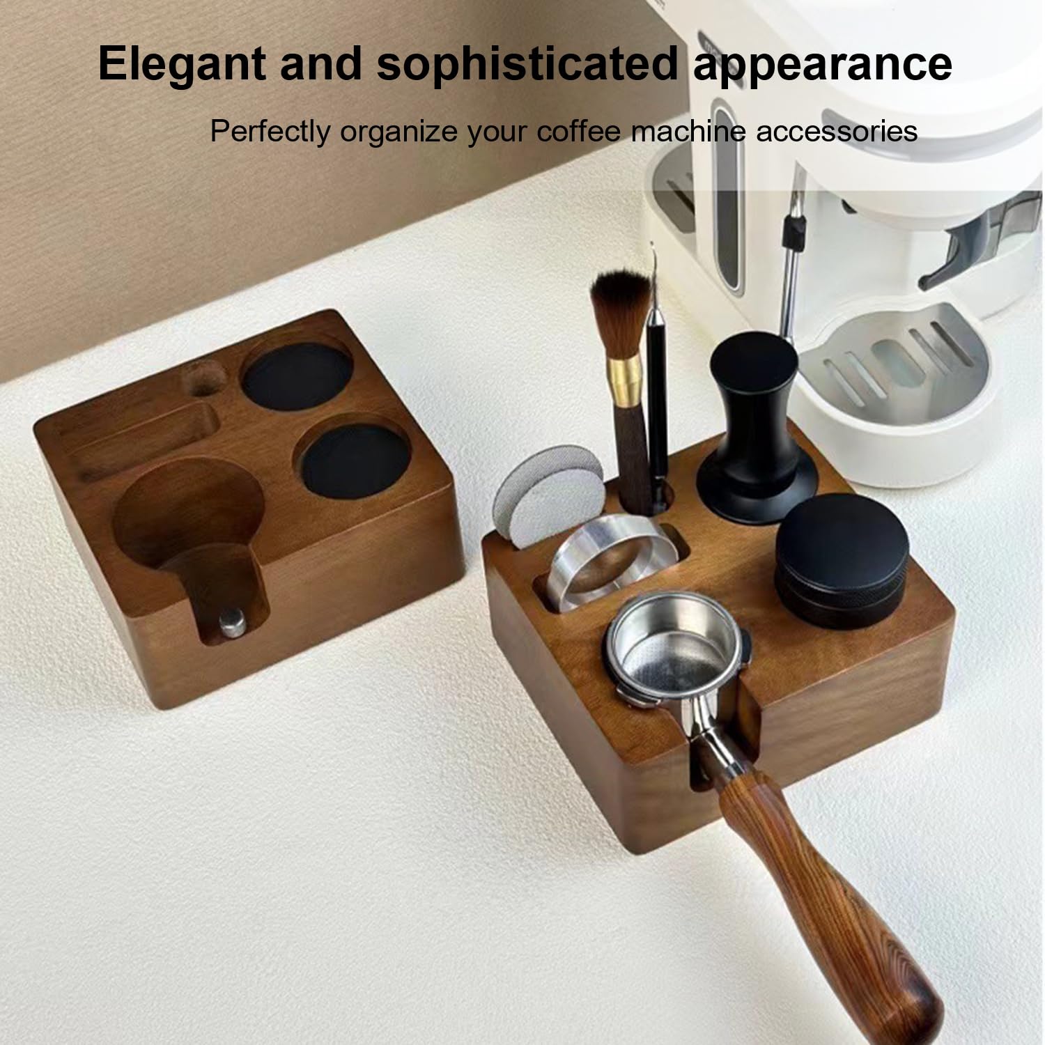 Tamper 58mm Barista,Aja De Café y Estación De Apisonamiento,Accesorio Para Cafetera Espresso Cuenta Con Ranura De Almacenamiento,Para El Tampón De Café y El Almacenamiento De Accesorios De Café