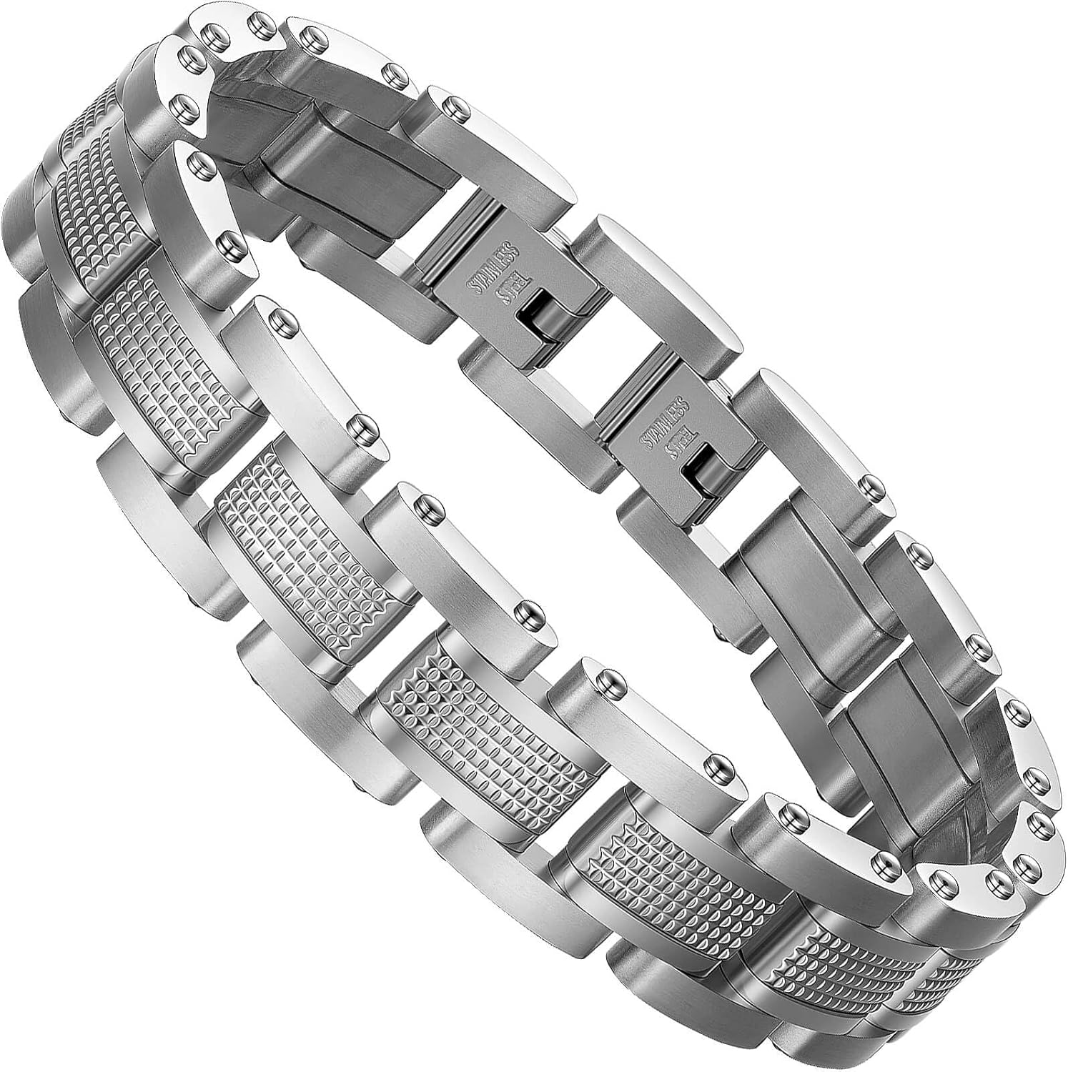Men Bracelet Stainless Steel men black bracelet Link diamond silver bracelet blue particles jewelry Men chain Gift Boxes
