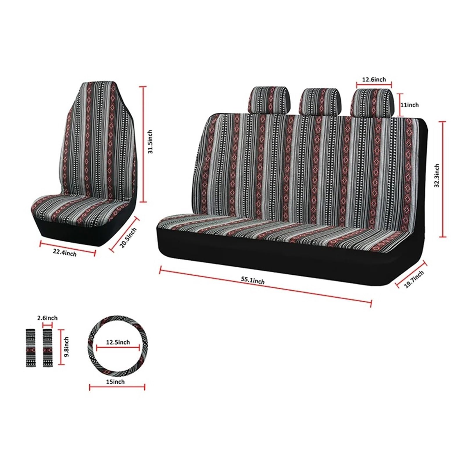 Coprisedili Coprivolante Universale Per La Maggior Parte Dei Sedili Auto Set Di Coprisedili Per Per(7 pieces set Type C)