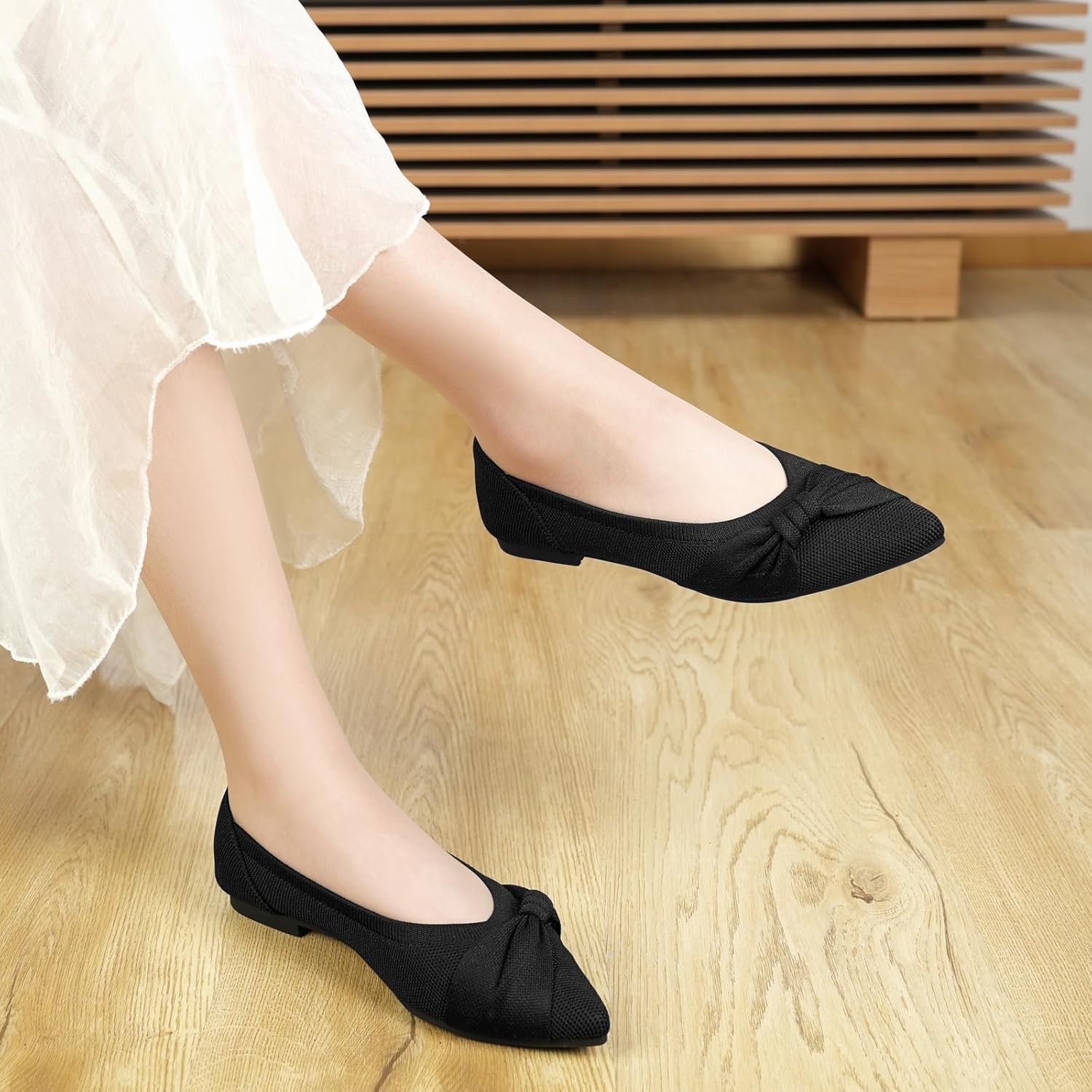 Pointed Toe Flats for Women Ballet Flats Comfortable Dressy Knit Lightweight Casual for Work Office Womens Flats - Image 7