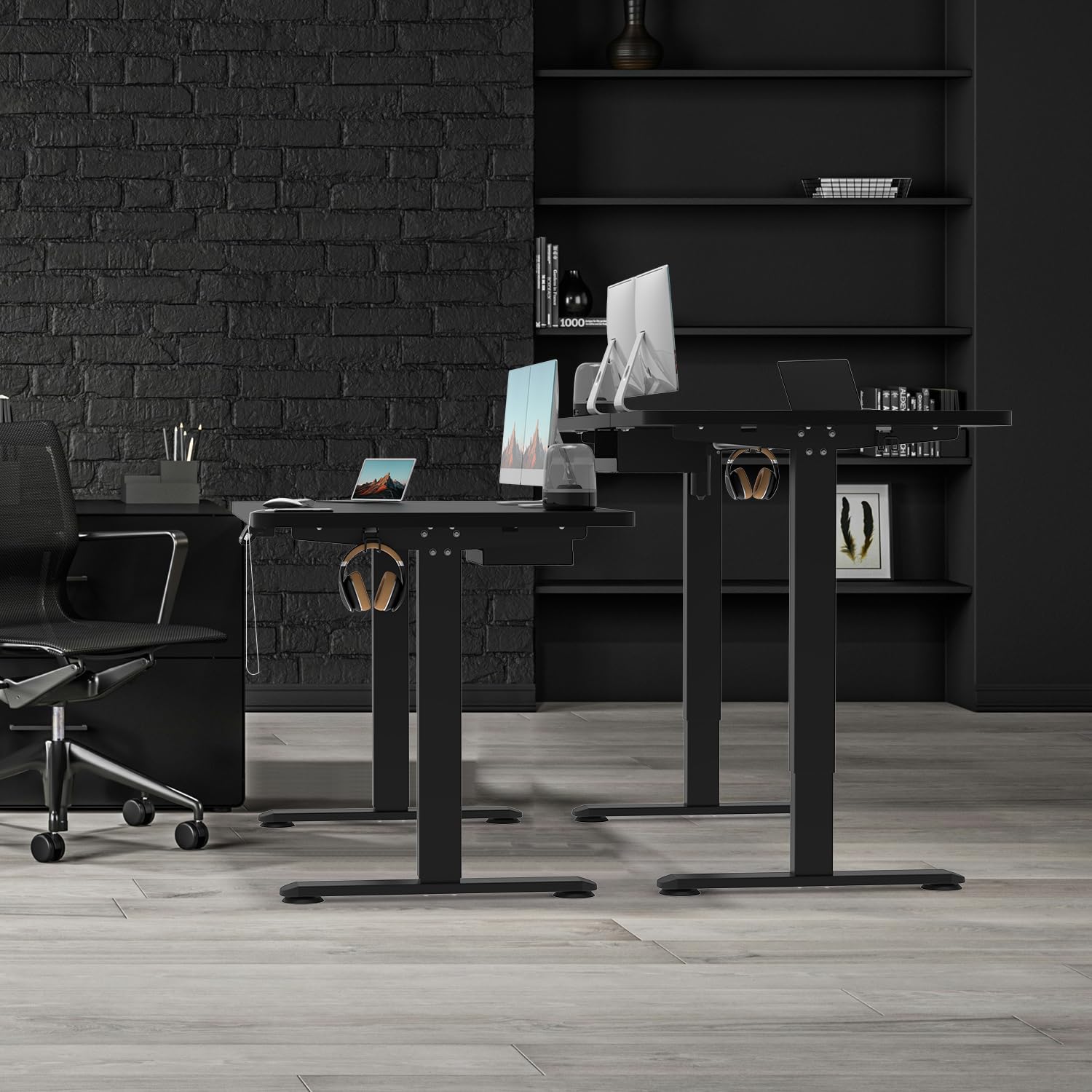 Devoko Höhenverstellbarer Schreibtisch 140x70 cm, 3 Memory-Handsteuerung mit USB-A, Elektrischer Schreibtisch Höhenverstellbar mit 18 MM Tischplatte, Sitz-Stehpult für Büro Homeoffice, Schwarz