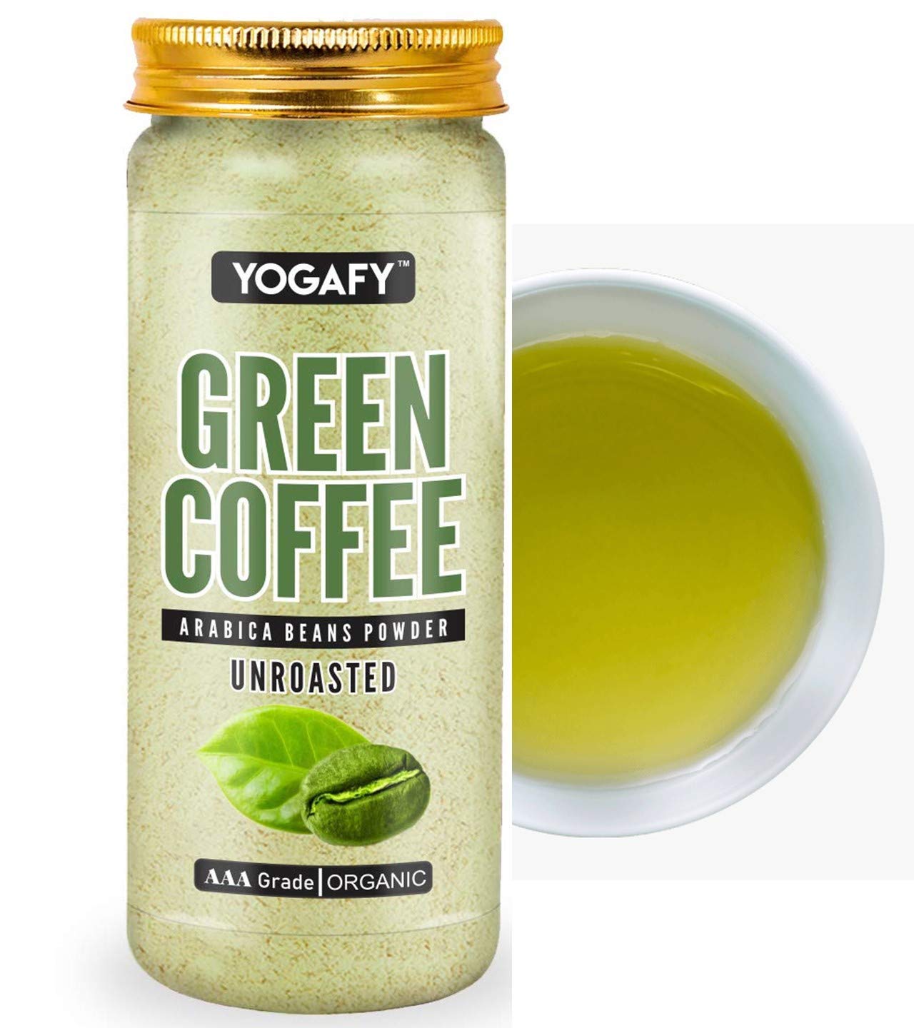 YOGAFY- Arabica Green Coffee Powder -150 Gram | AAA Grade | 100% Unroasted Beans | Jar Pack