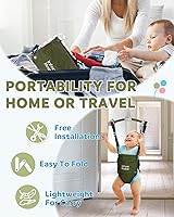Vista 3 de Saltador de puerta para bebé Master Baby - Resistente con correa ajustable, suave asiento de rebote Johnny, ideal para regalo de bebé, instalación