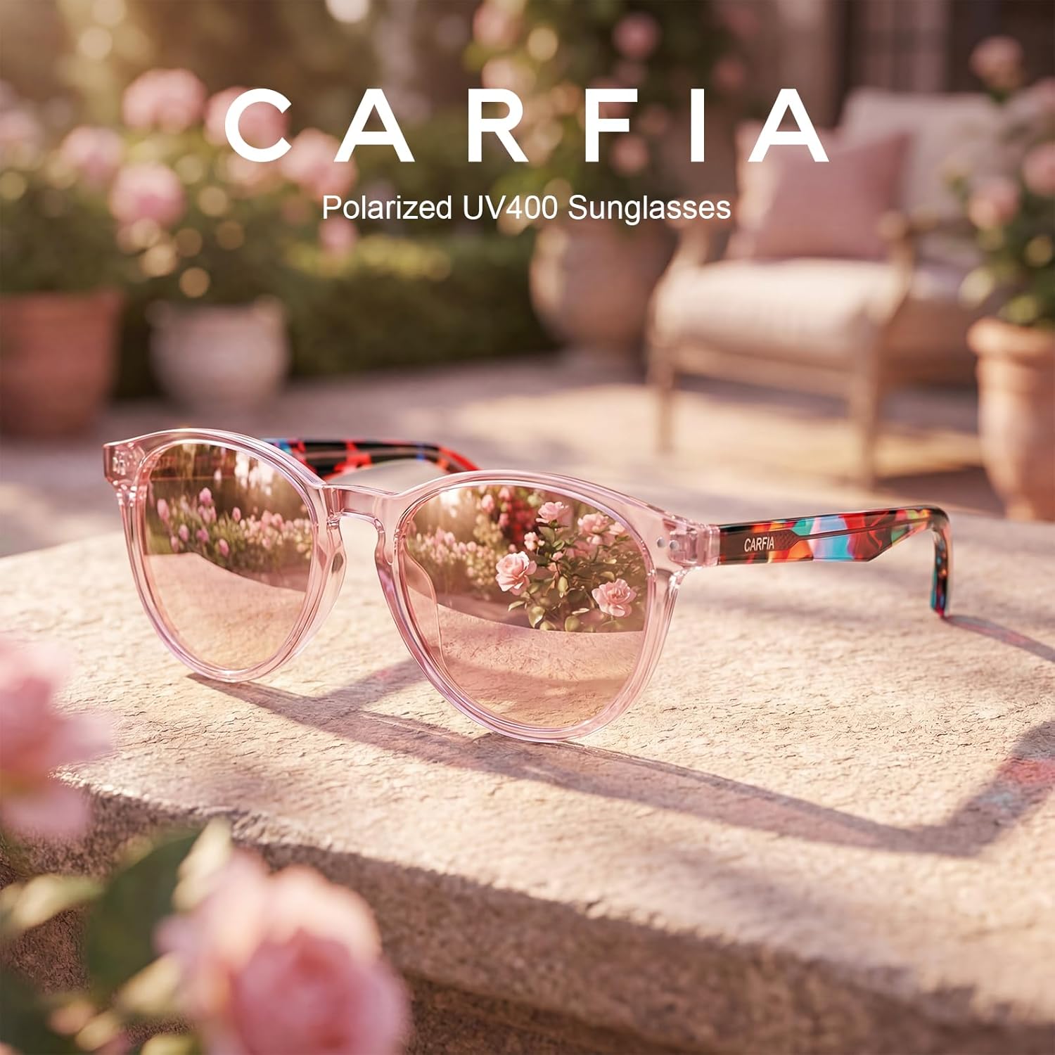 CARFIA Retro Acetate Womens Polarized Sunglasses, UV400 Protection, Trendy Panto Frame Driving Shades CA5286