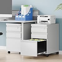 Vista 2 de Gabinete portátil de 3 cajones con cerradura, archivadores enrollables para oficina en el hogar, pequeño gabinete de archivo bajo escritorio