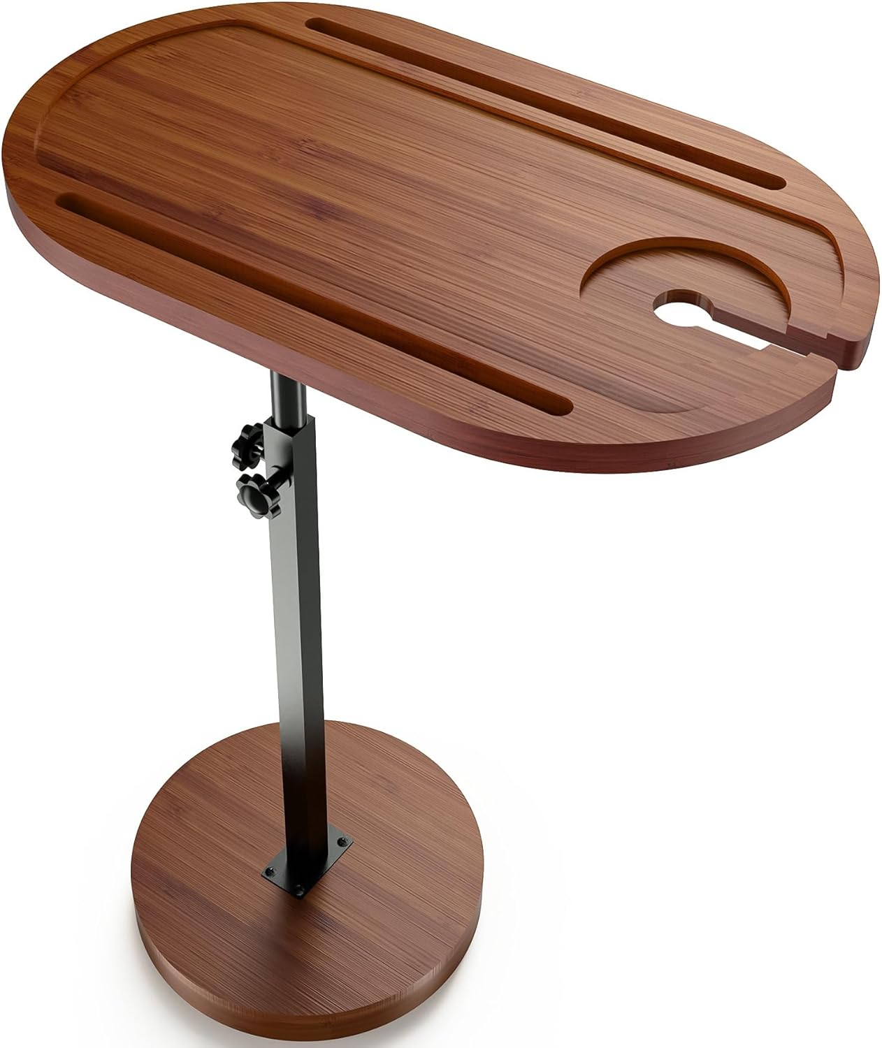 NiHome Bamboo Swivel Sofa Armrest Tray Table for Couch with