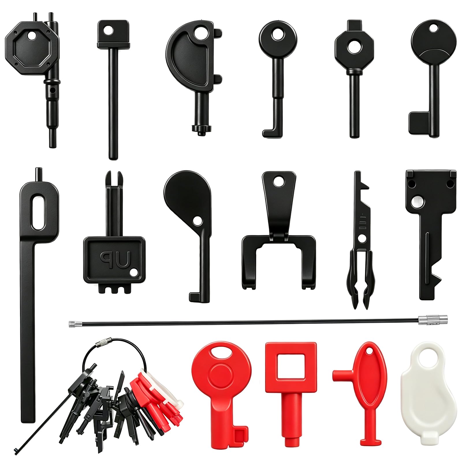 16-Piece Call Point Tets Keys, Fire Alarm Test Key Set (includes keyring), universal fire alarm test key suitable for engineers, emergency door release, and system maintenance