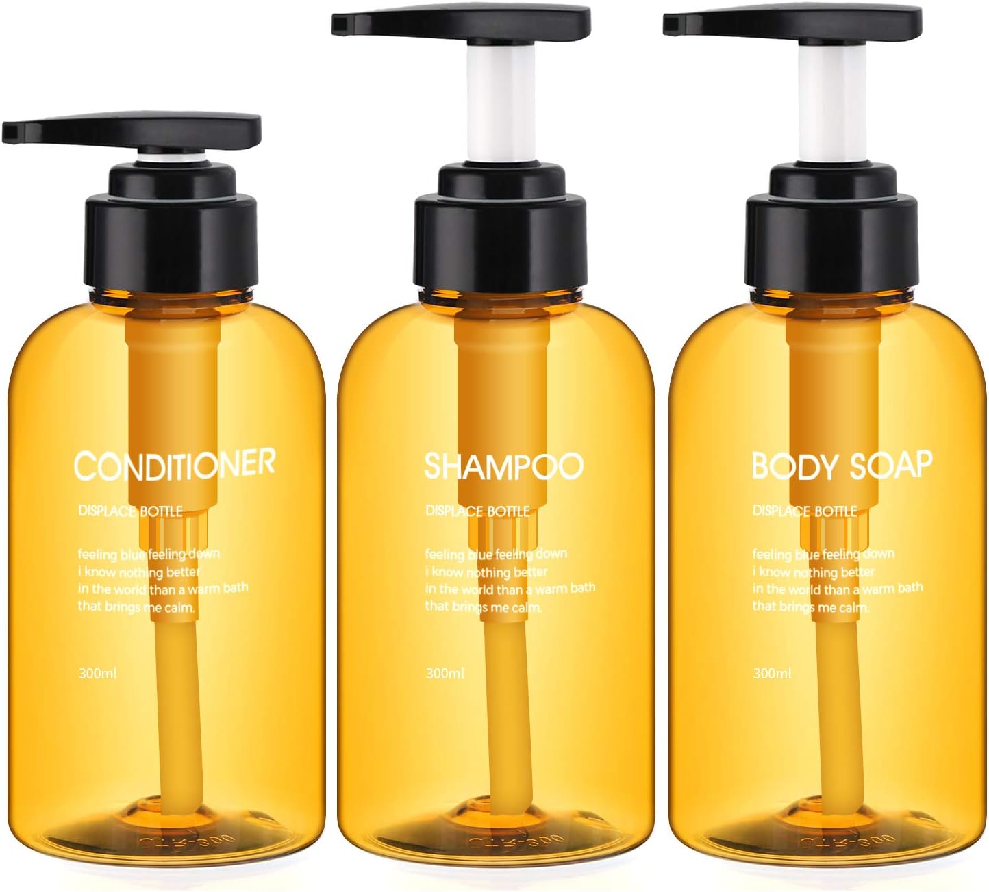 Segbeauty 3pcs Lotion Dispenser, 10.1oz/300ml Refillable Pump Bottles for Liquid Body Soap Shampoo Conditioner Shower Gel Hotel Bathroom Plastic Press Dispenser - Brown : Home & Kitchen