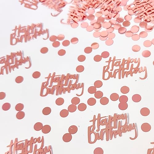Confeti de cumpleaños de oro rosa para decoración de mesa, 270 piezas de decoraciones de feliz cumpleaños con purpurina para suministros de fiesta,