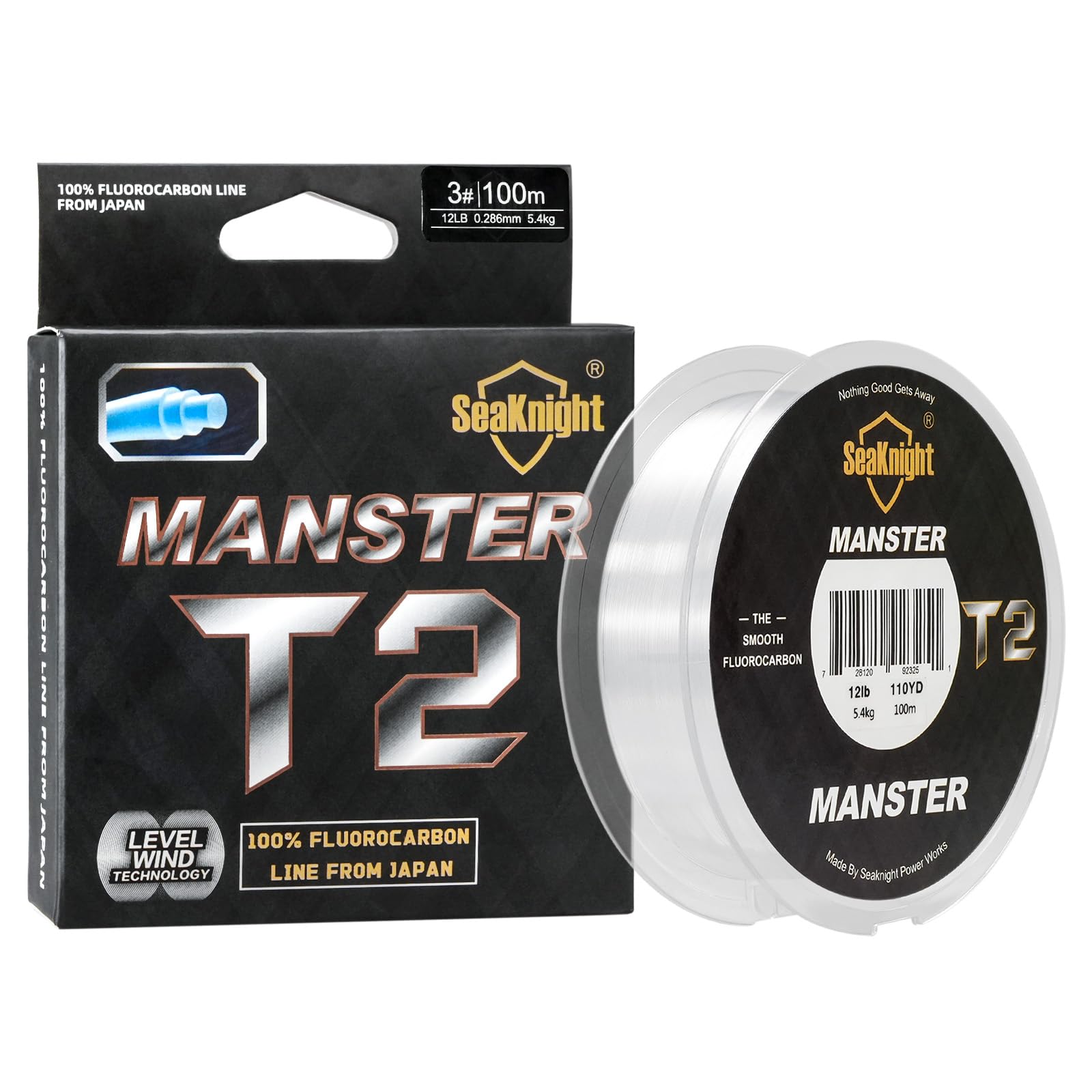 Seaknight T2 100% Fluorocarbon Fishing Line 100m Japan Material Invisible Fluorocarbon Leader Line Clear Saltwater Sea Fishing 3-35LB