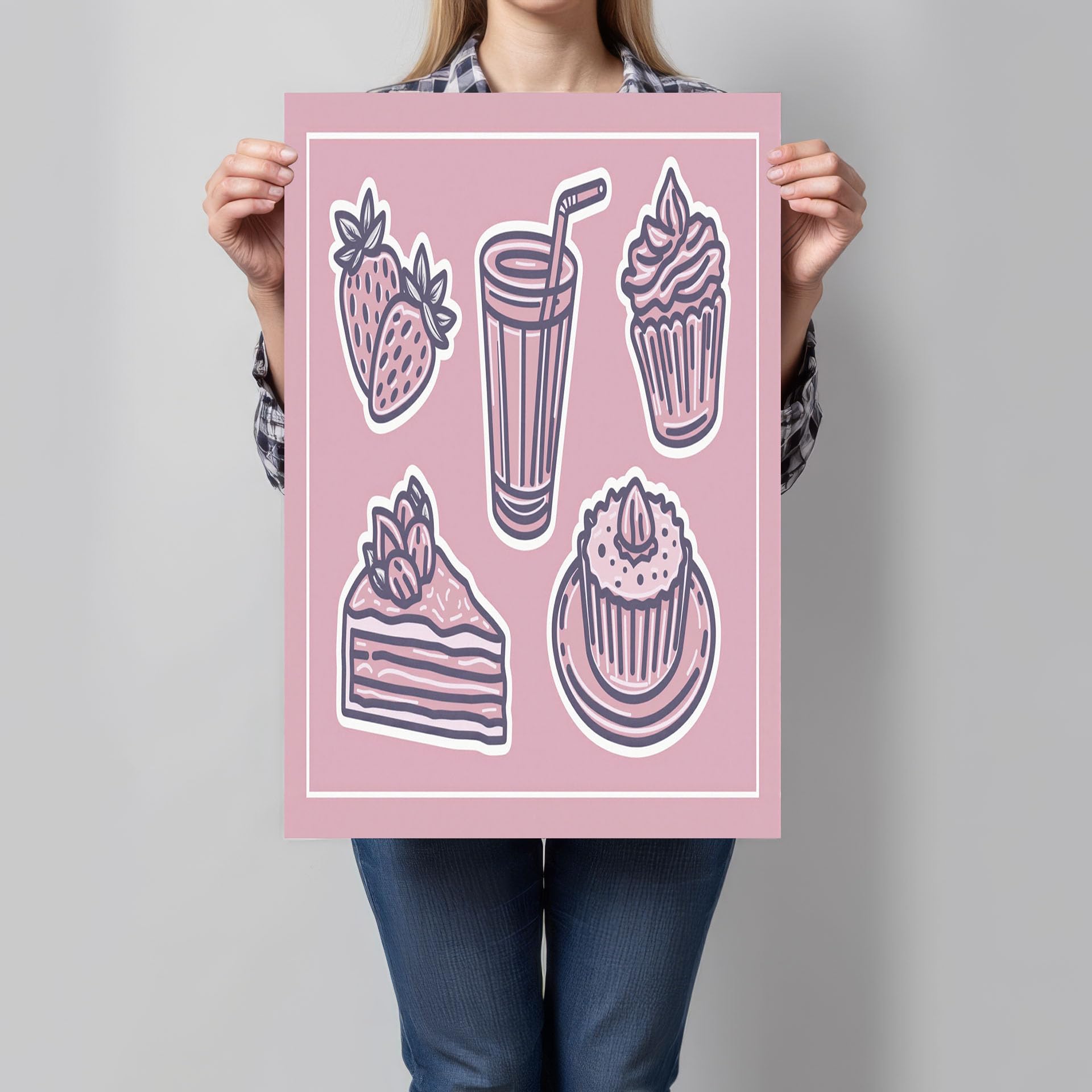 Cuadros en lienzo de postre y té, lámina decorativa que llena de alegría tu dormitorio rosa 7