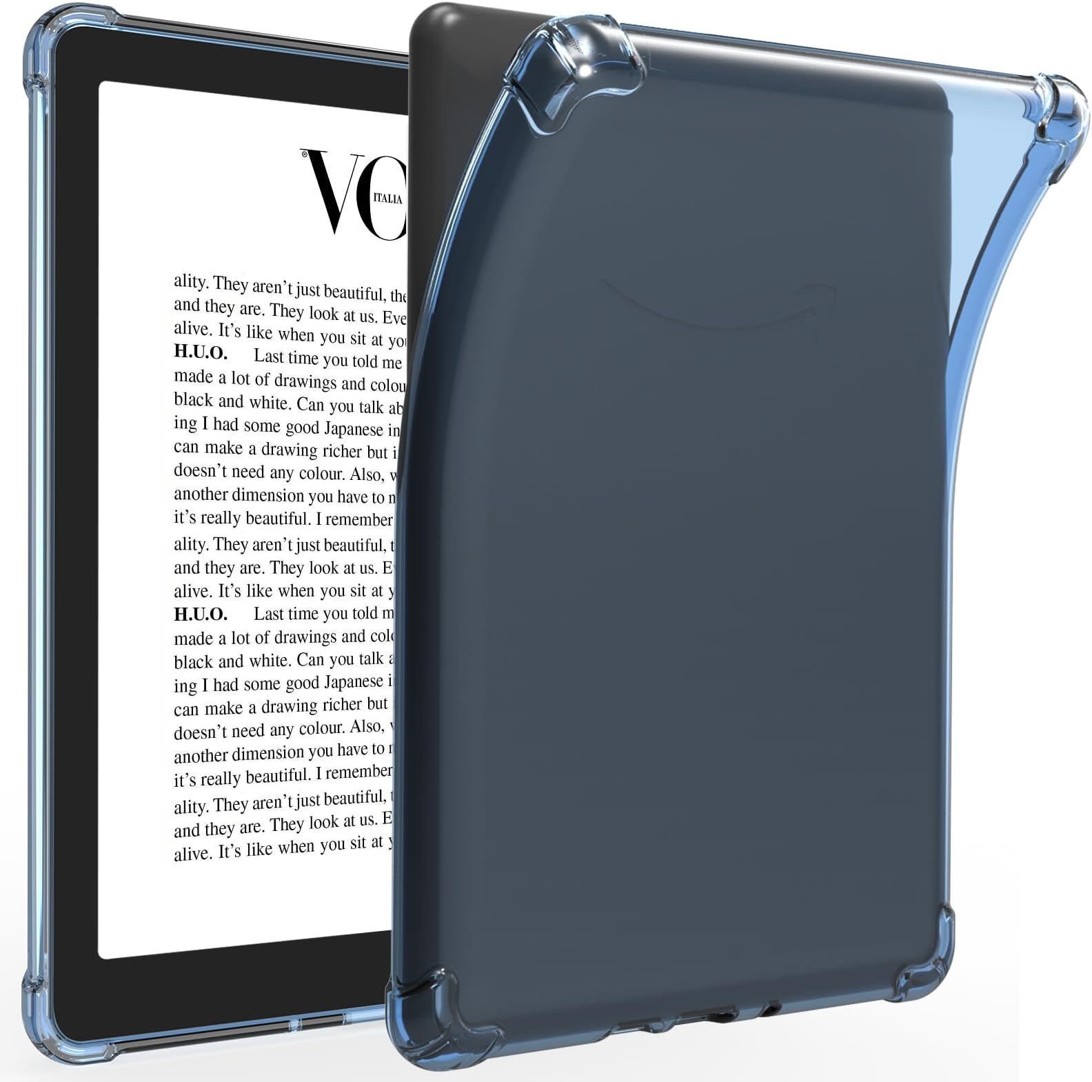 TQQ Clear Case for 6.8" Kindle Paperwhite (2021) & Signature Edition, Ultra Soft Flexible Transparent TPU Skin Bumper Back Cover - Blue