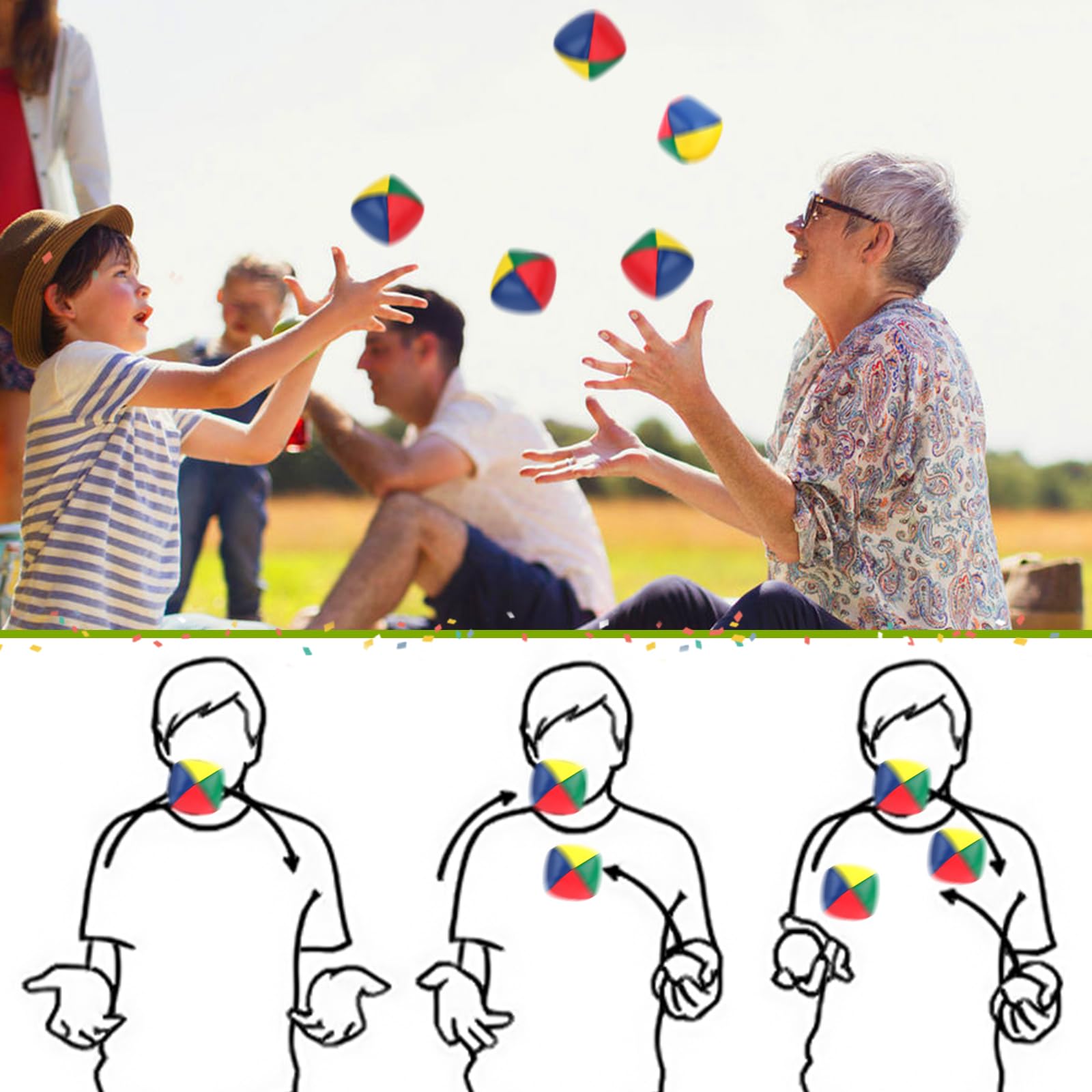 Juego de 6 Pelotas de Malabares de Calidad para Principiantes, 50 mm de diámetro, Pelota de Malabares de Resistentes al Agua, Mini Pelotas de Malabares de Piel Sintética para Niños Niñas Adultos - 5