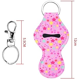 Duufin 24 Pieces Chapstick Holder Keychains Lipstick Holder Keychains Lip Balm Holder with 24 Pieces Metal Clip Cords Suitable for Chapstick Tracker and Safeguard, 24 Lively Color